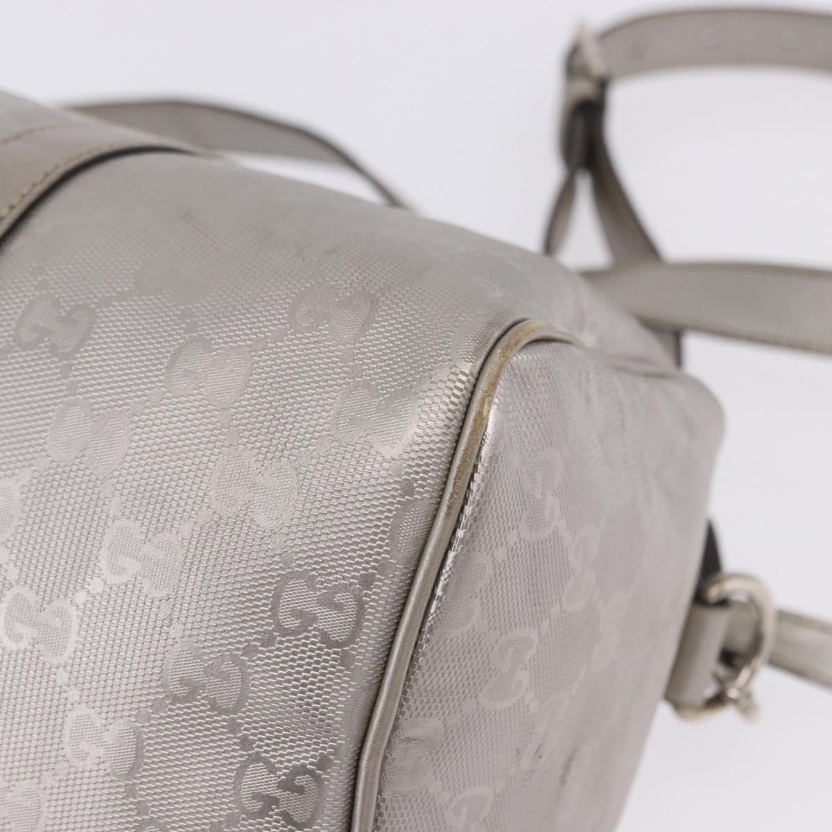 GUCCI GG Implementation Hand Bag PVC Leather 2way Silver 203696 Auth ka6110A