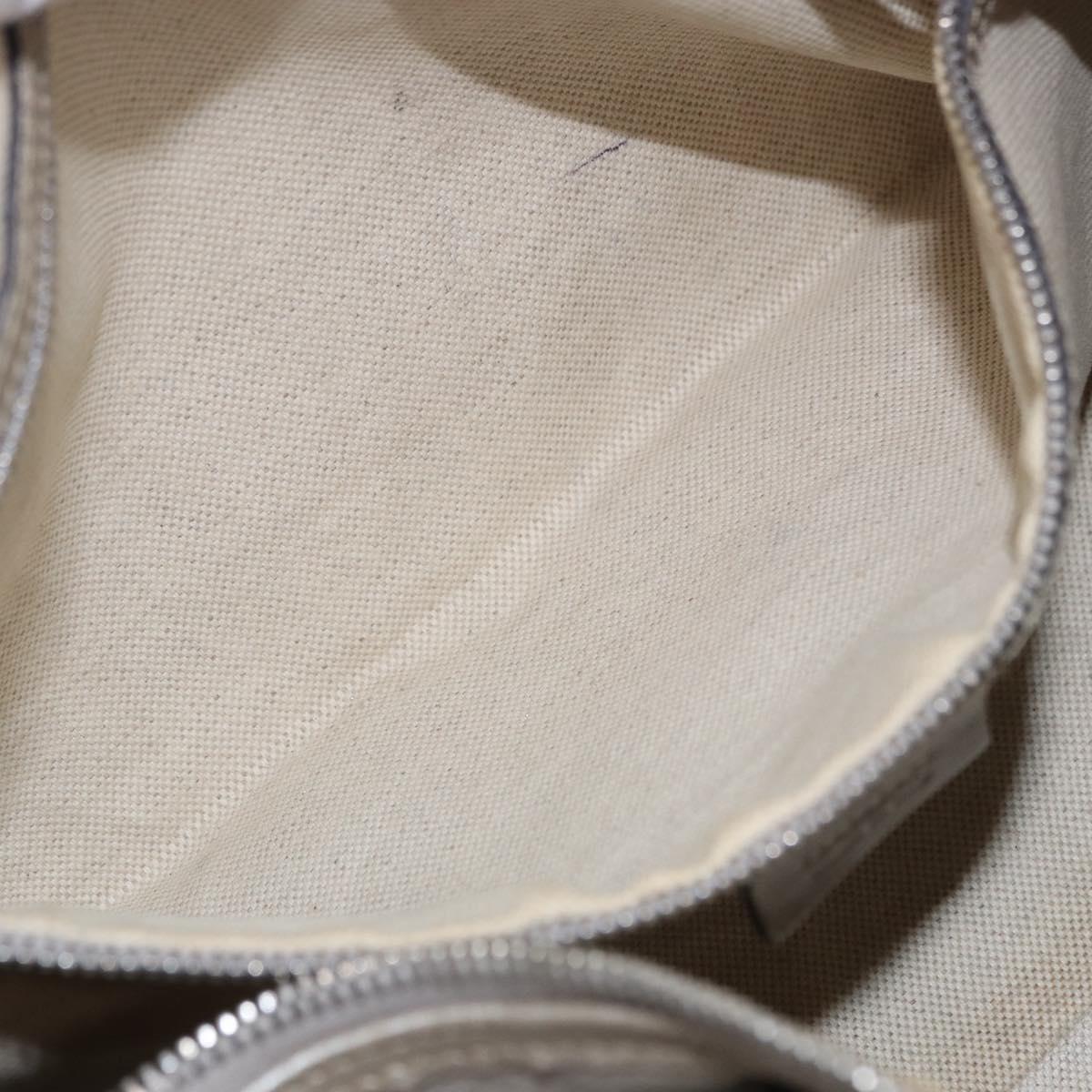 GUCCI GG Implementation Hand Bag PVC Leather 2way Silver 203696 Auth ka6110A