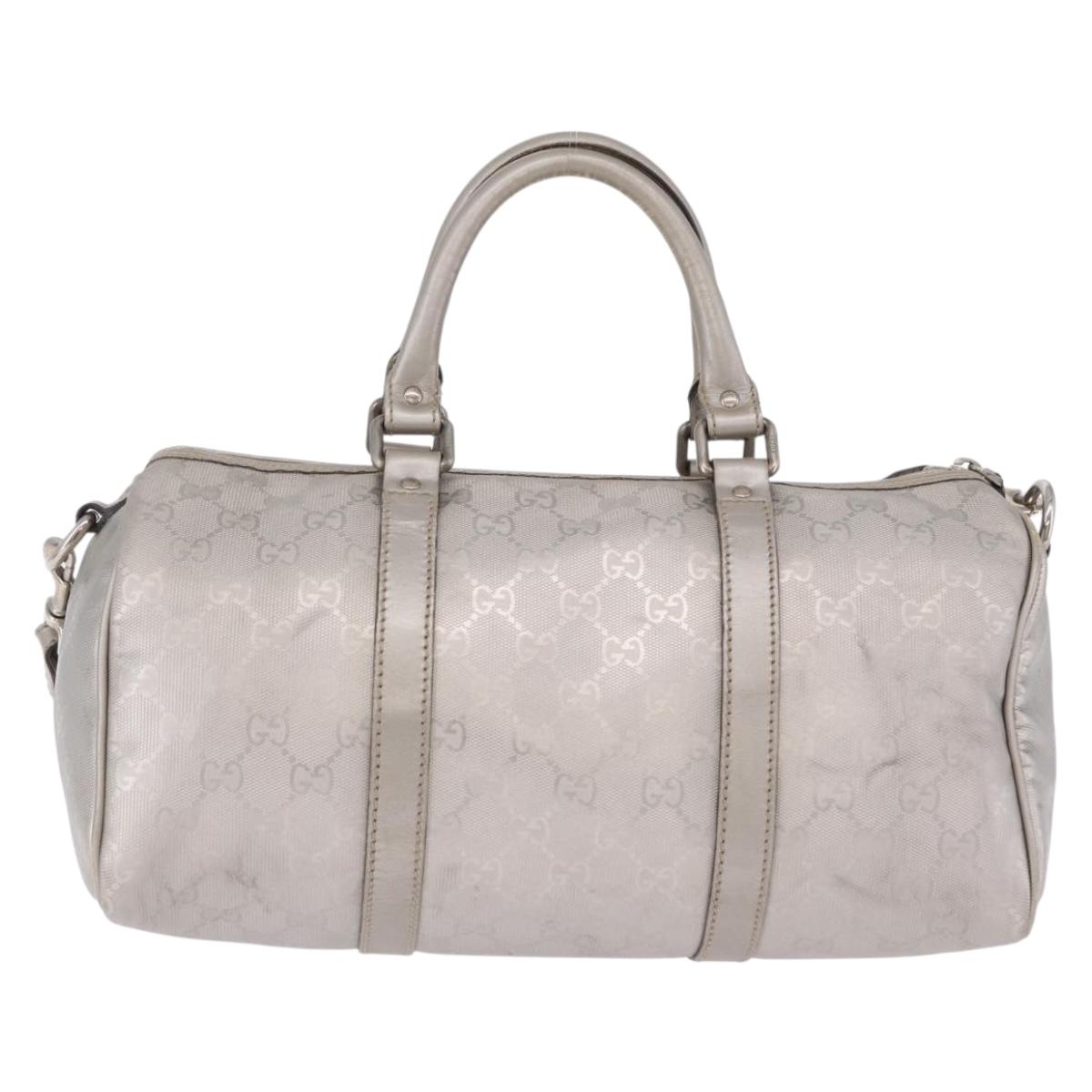 GUCCI GG Implementation Hand Bag PVC Leather 2way Silver 203696 Auth ka6110A