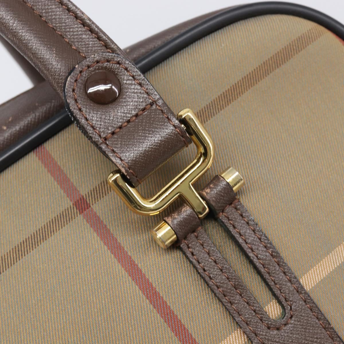 Burberrys Nova Check Hand Bag Canvas Beige Gold Tone Auth ka6111