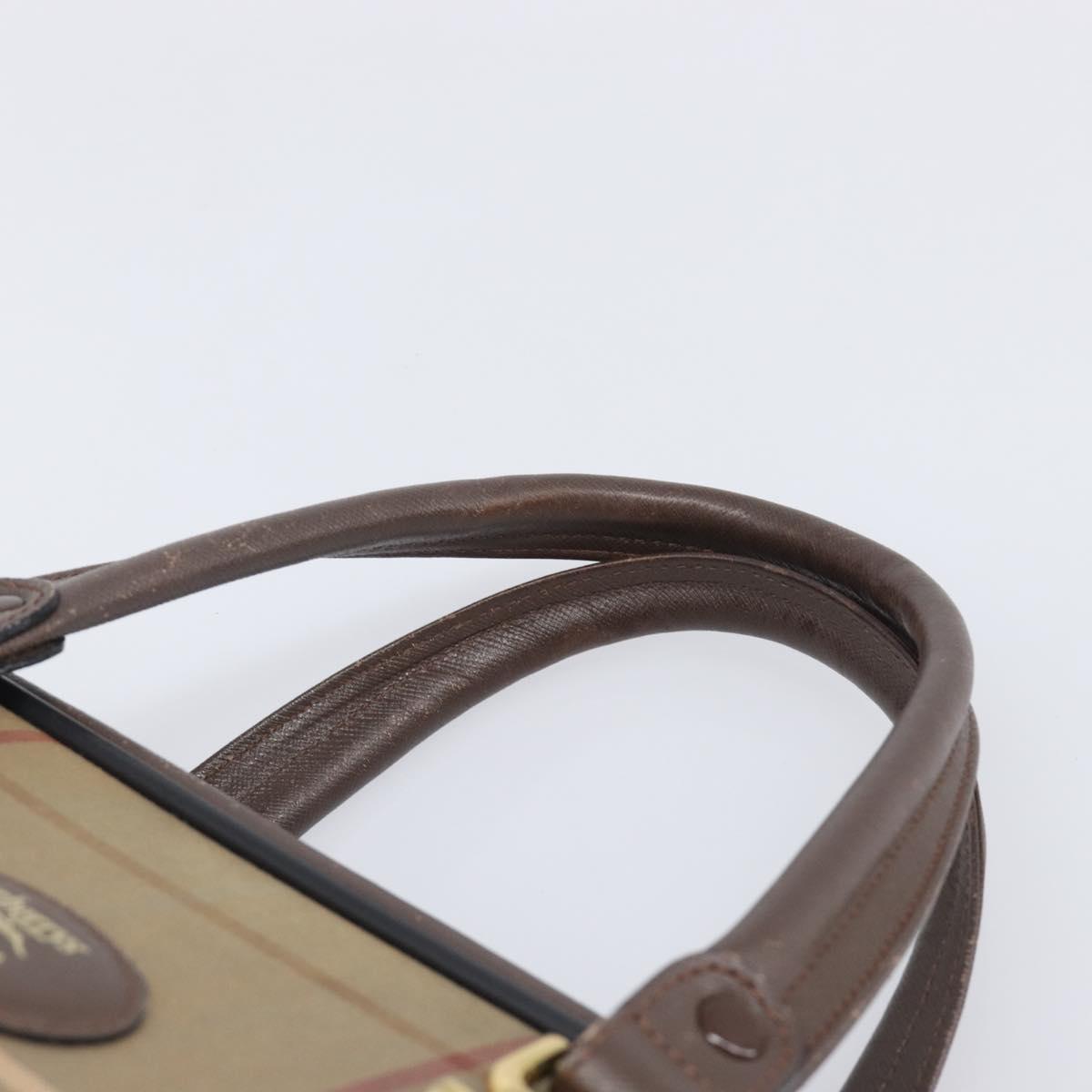 Burberrys Nova Check Hand Bag Canvas Beige Gold Tone Auth ka6111