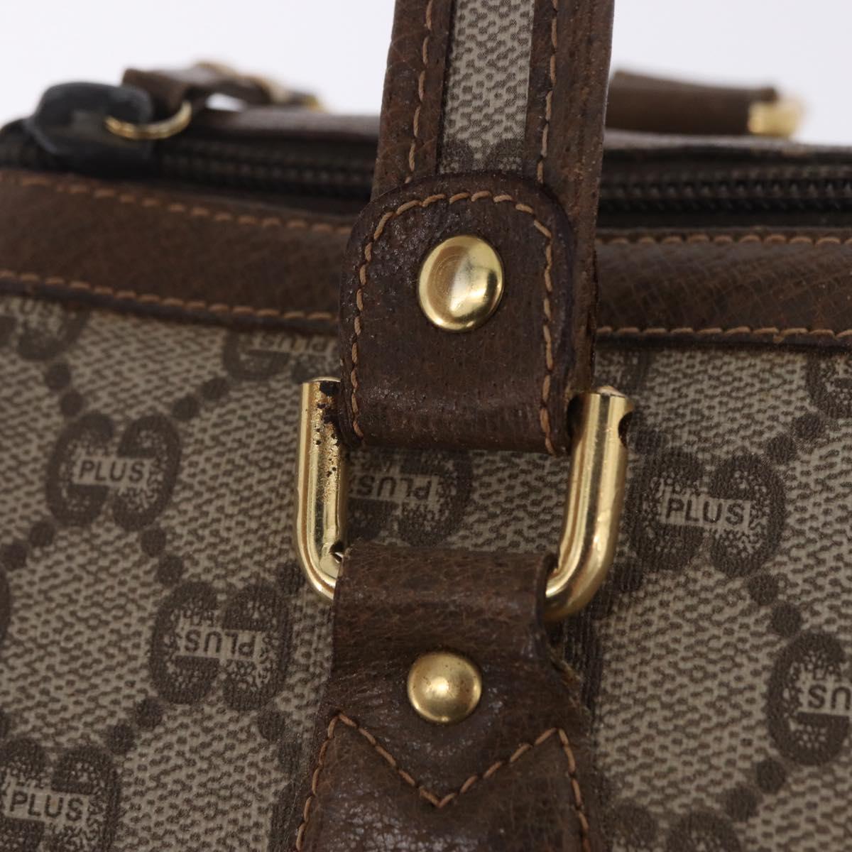 GUCCI GUCCI Plus Hand Bag PVC Leather Beige Gold Tone Auth ka6112