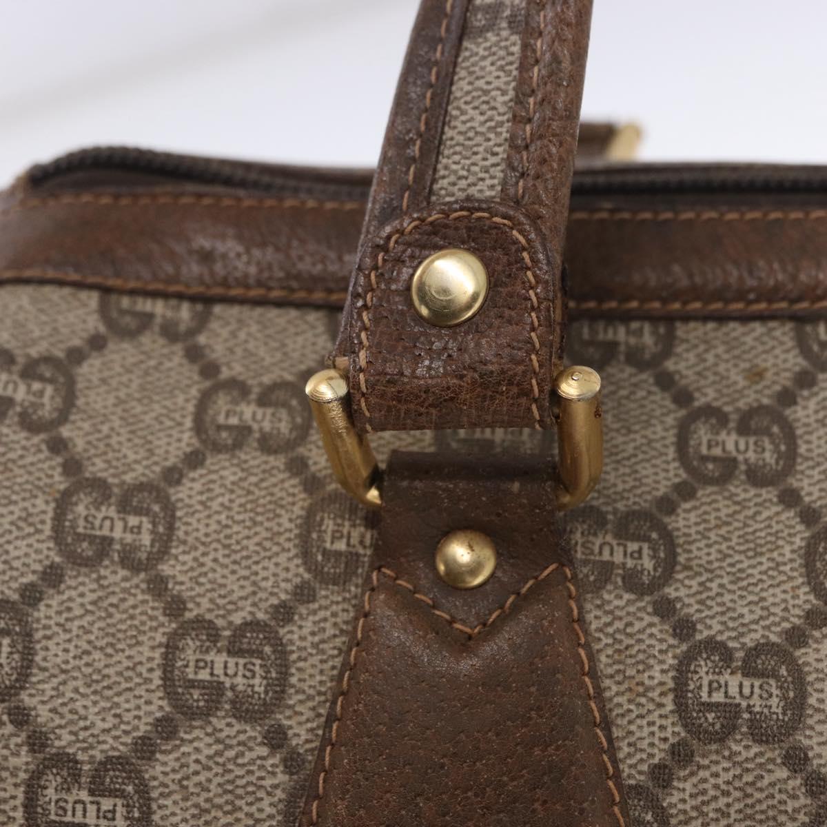 GUCCI GUCCI Plus Hand Bag PVC Leather Beige Gold Tone Auth ka6112