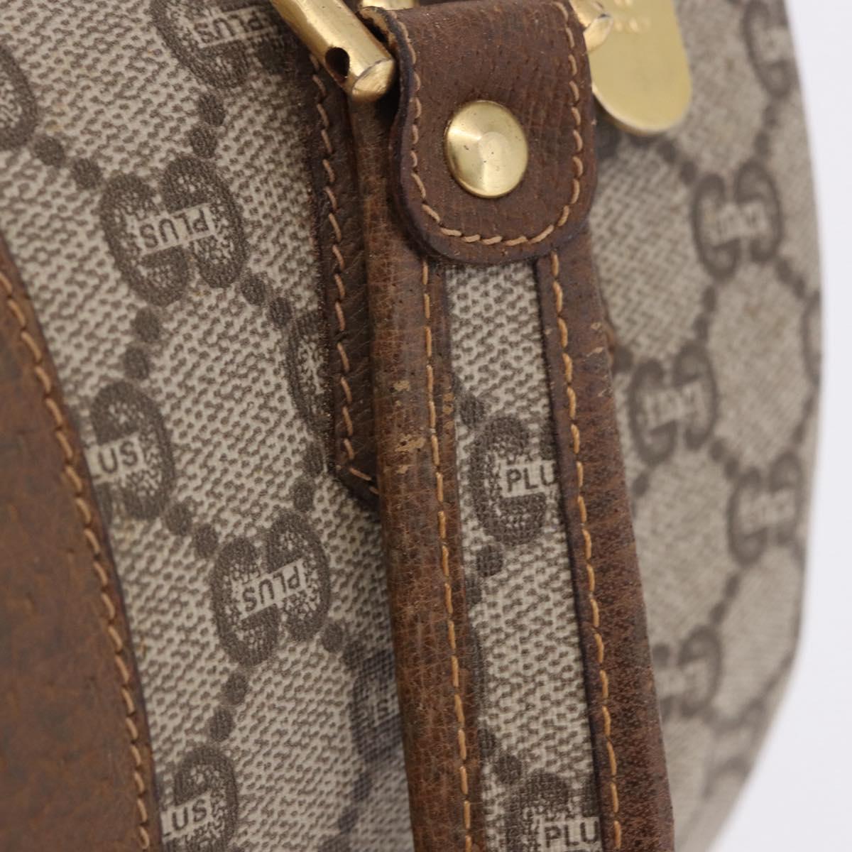 GUCCI GUCCI Plus Hand Bag PVC Leather Beige Gold Tone Auth ka6112