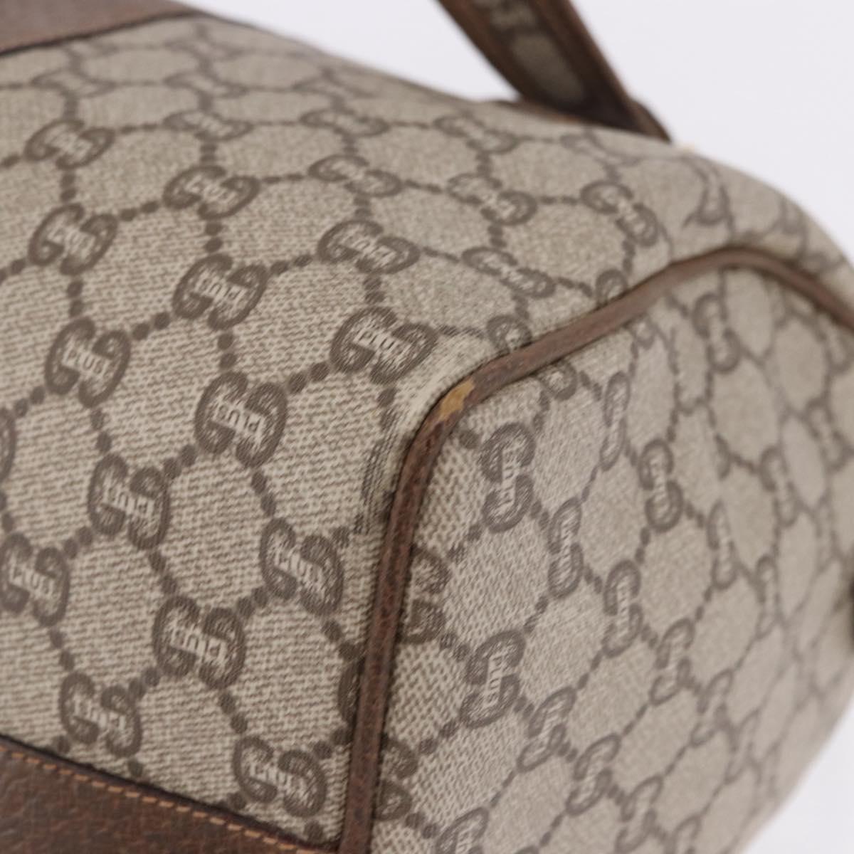 GUCCI GUCCI Plus Hand Bag PVC Leather Beige Gold Tone Auth ka6112