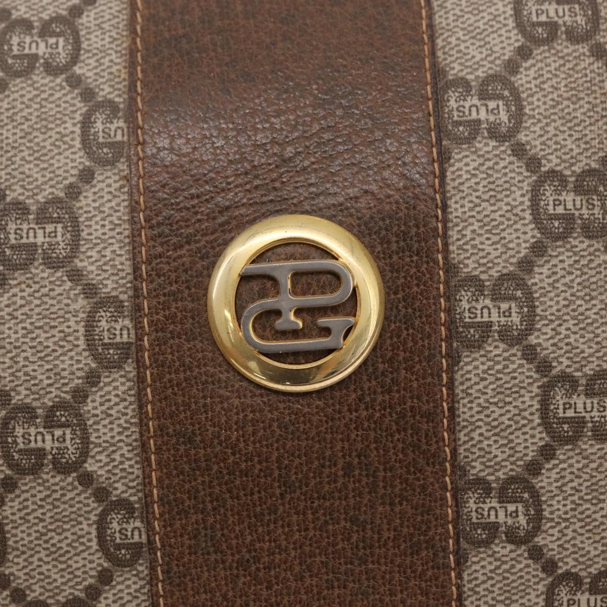 GUCCI GUCCI Plus Hand Bag PVC Leather Beige Gold Tone Auth ka6112