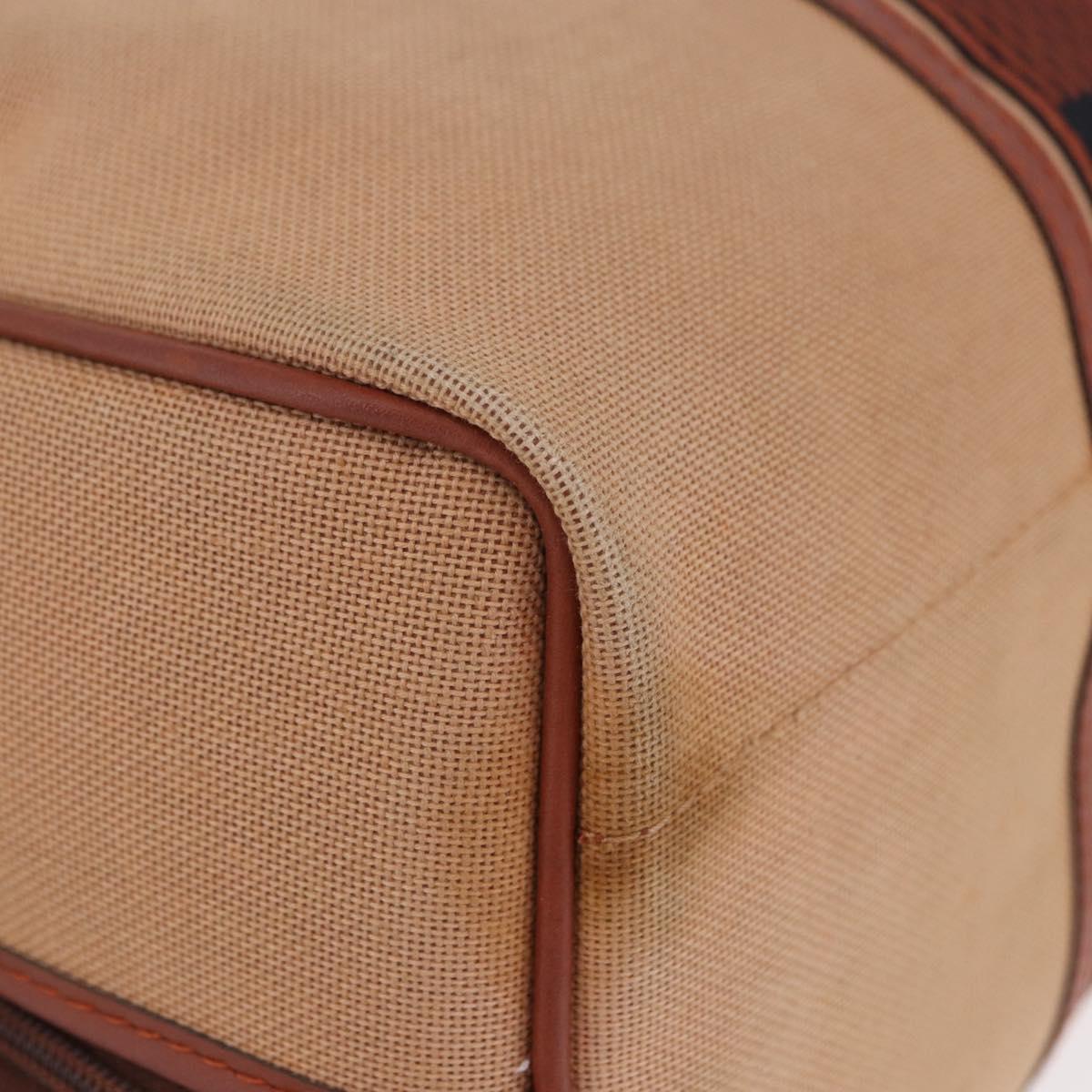 SAINT LAURENT Hand Bag Canvas Beige Brown Auth ka6114