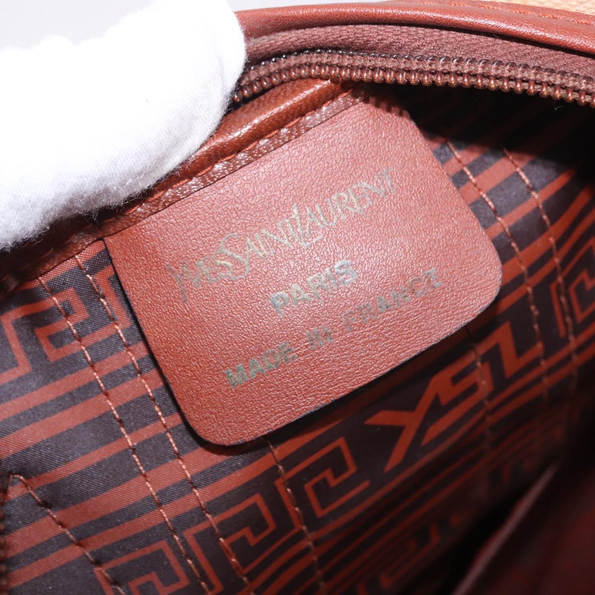 SAINT LAURENT Hand Bag Canvas Beige Brown Auth ka6114