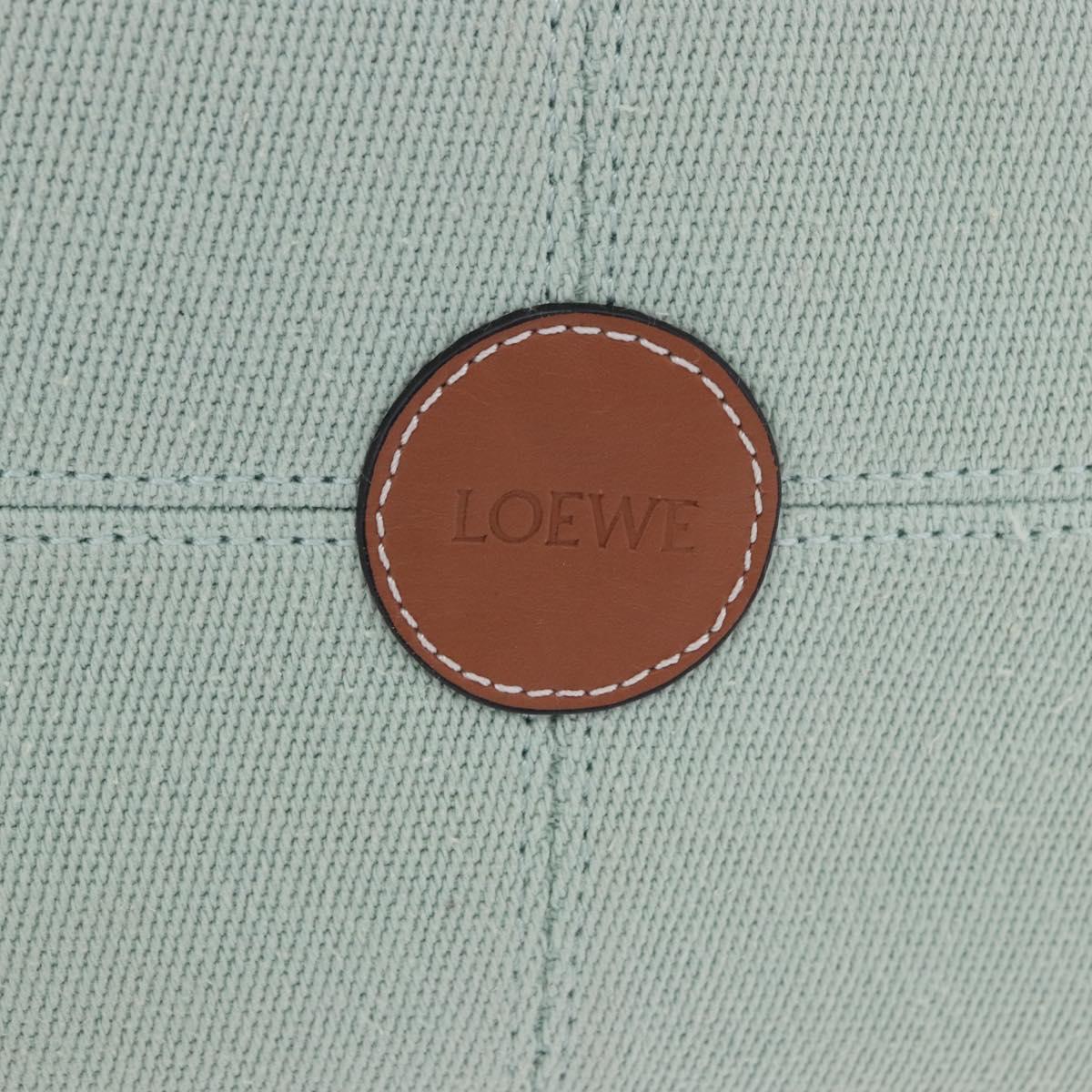 LOEWE Anagram Cushion Tote Bag Canvas Light Green Auth ka6118A