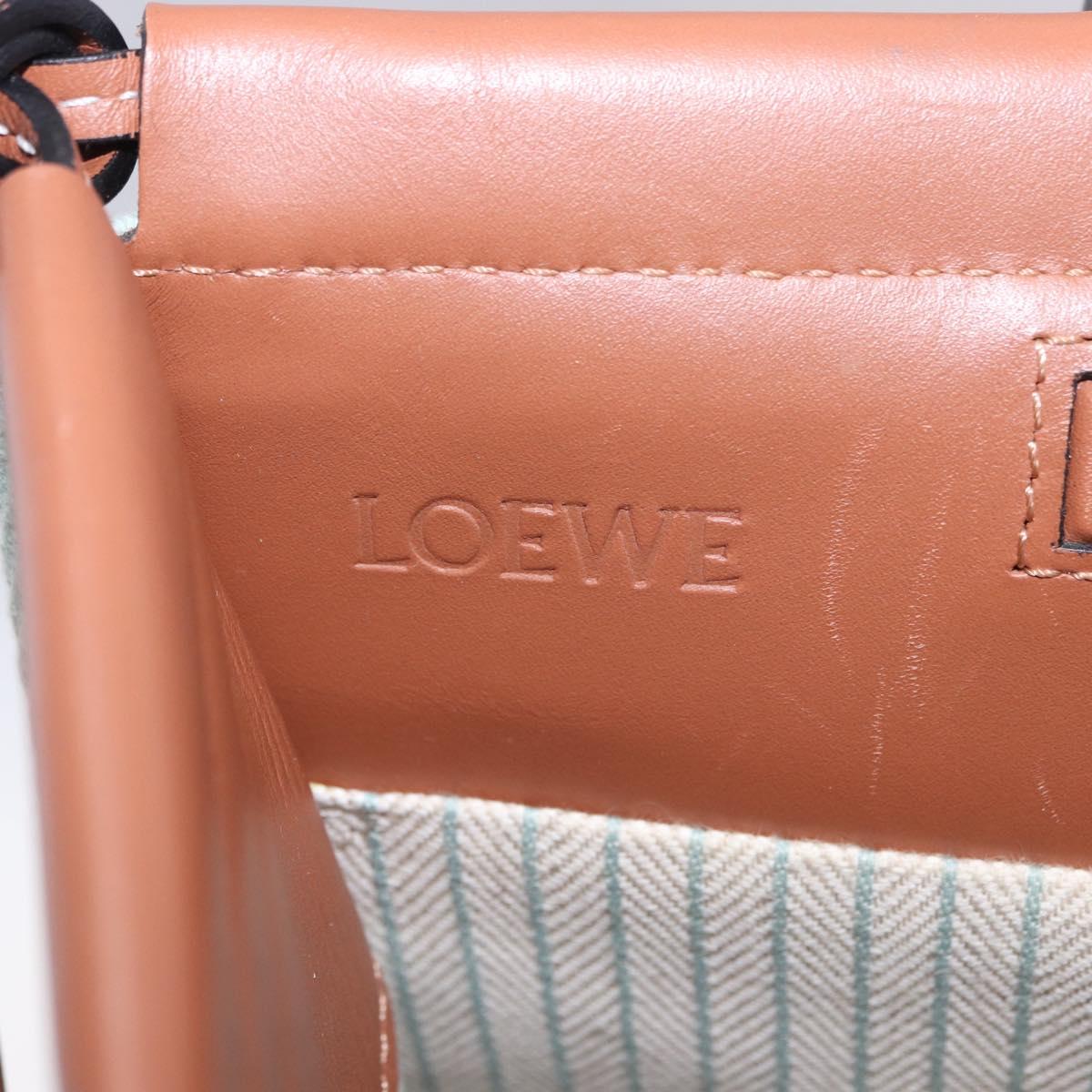 LOEWE Anagram Cushion Tote Bag Canvas Light Green Auth ka6118A