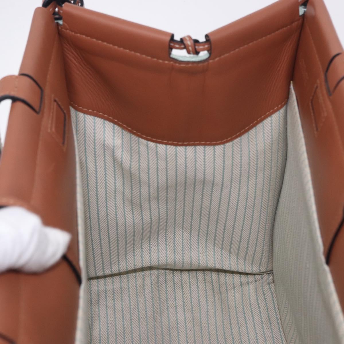 LOEWE Anagram Cushion Tote Bag Canvas Light Green Auth ka6118A