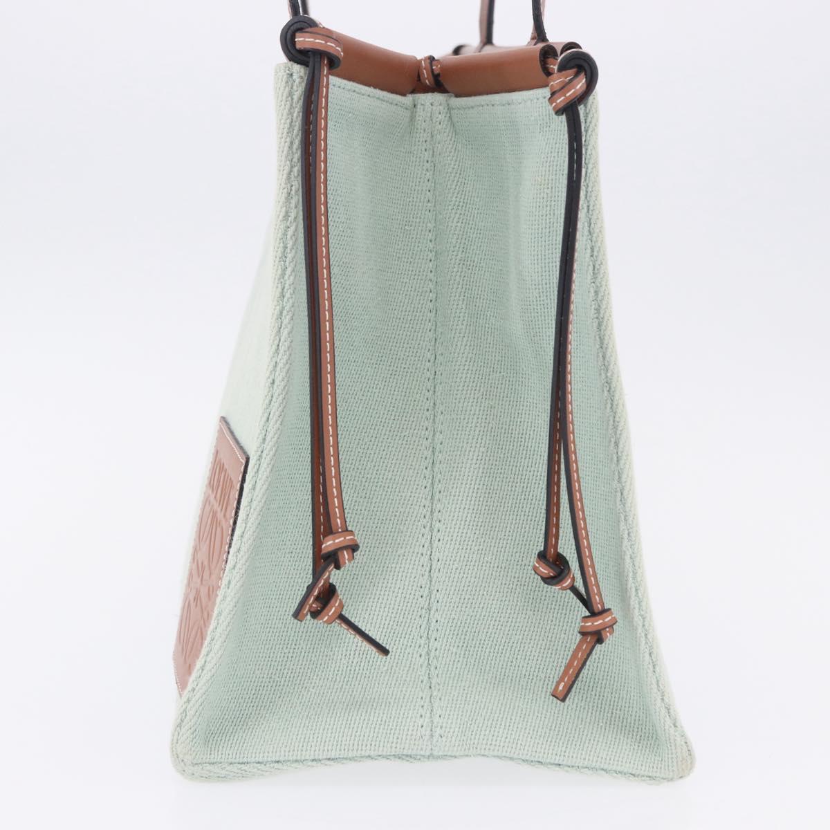 LOEWE Anagram Cushion Tote Bag Canvas Light Green Auth ka6118A
