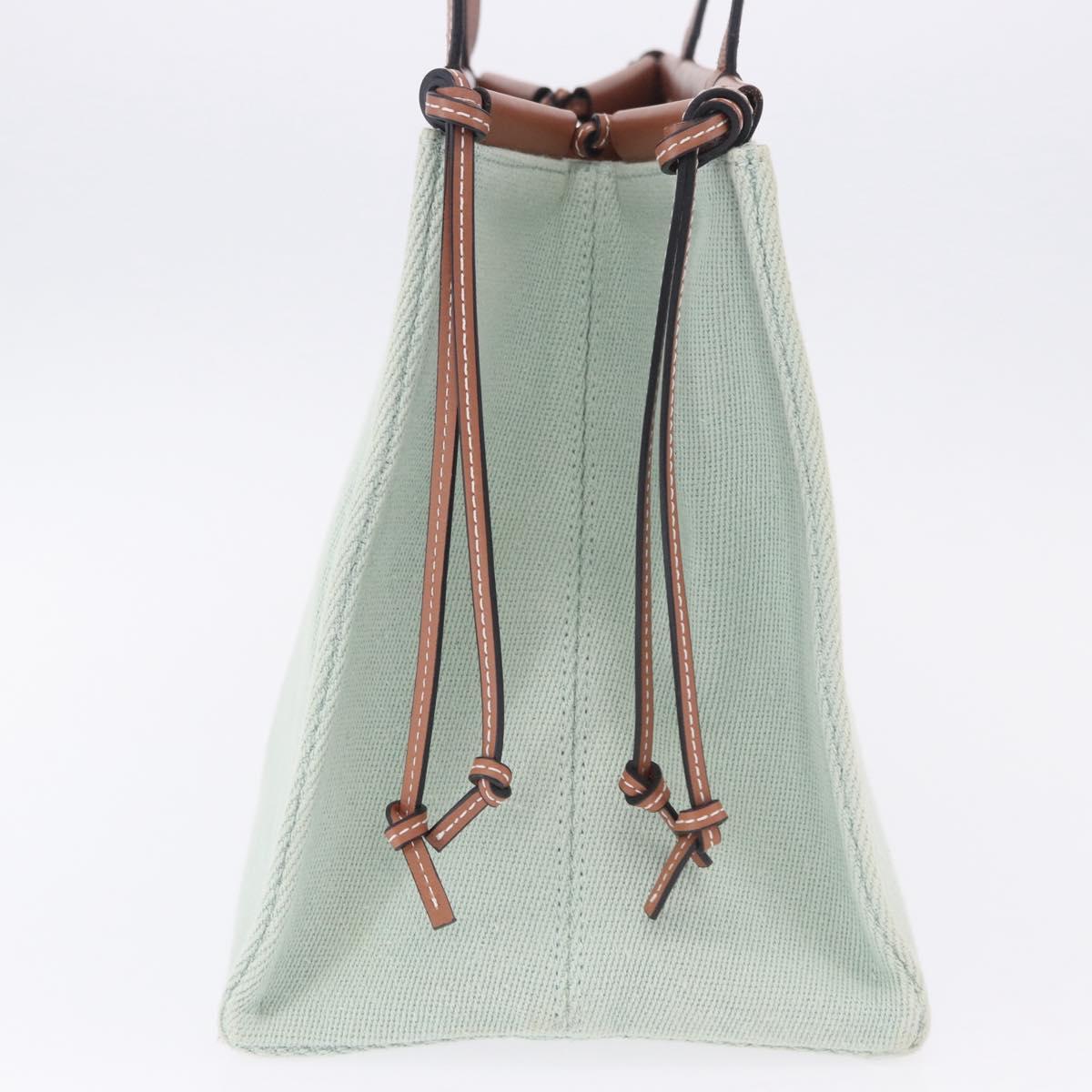 LOEWE Anagram Cushion Tote Bag Canvas Light Green Auth ka6118A