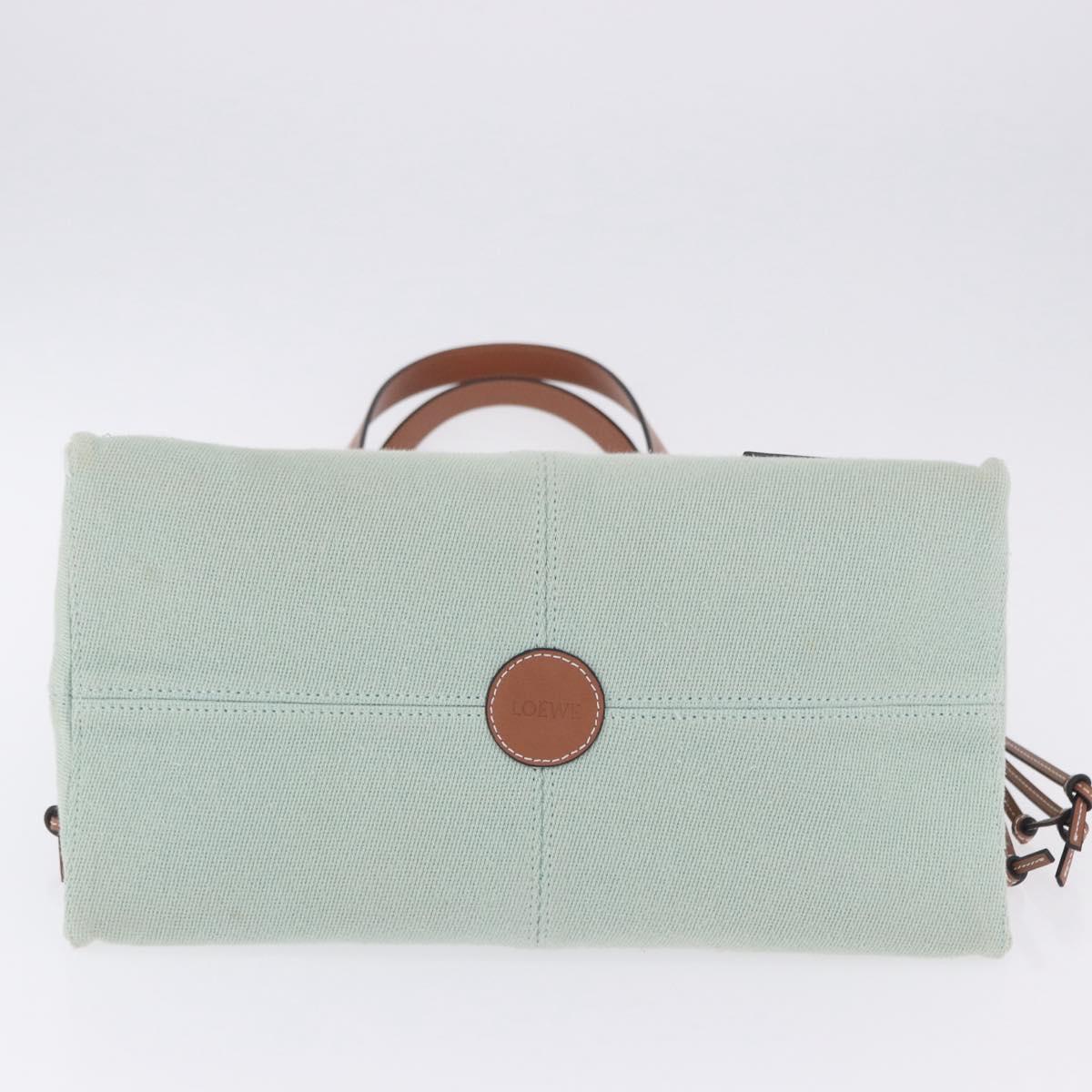 LOEWE Anagram Cushion Tote Bag Canvas Light Green Auth ka6118A