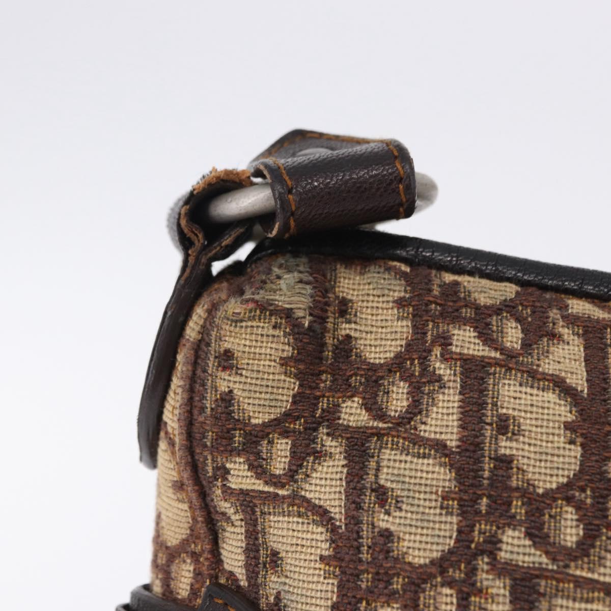Christian Dior Trotter Canvas Shoulder Bag Beige Silver Auth ka6123A