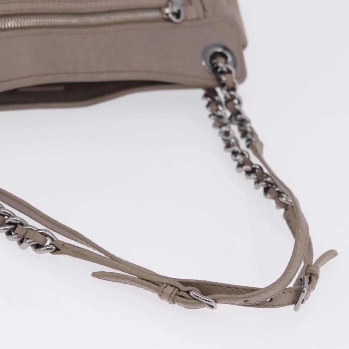 Miu Miu Matelasse Chain Shoulder Bag Leather Beige Silver Auth ka6124M