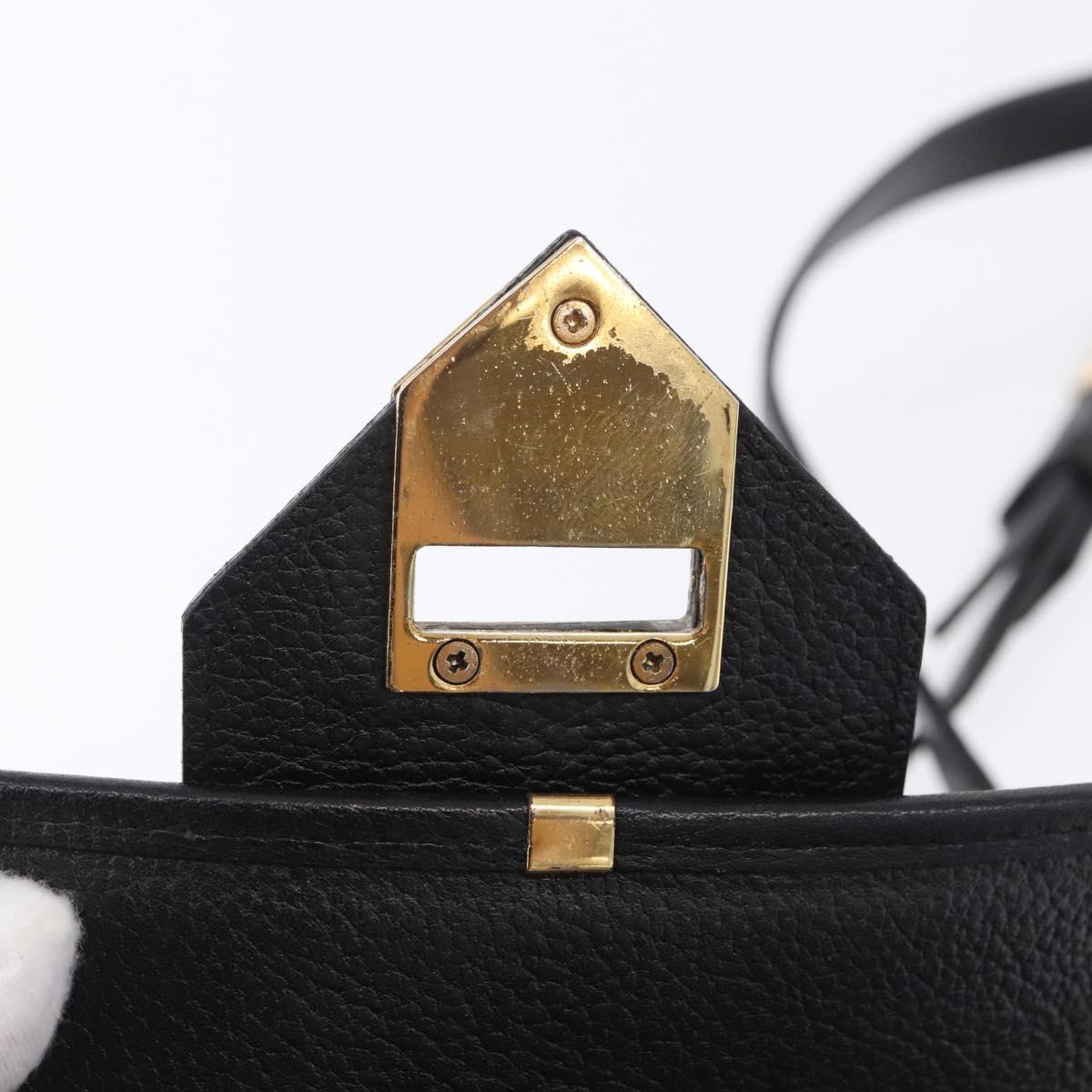 SAINT LAURENT Shoulder Bag Leather Black Gold Tone Auth ka6131