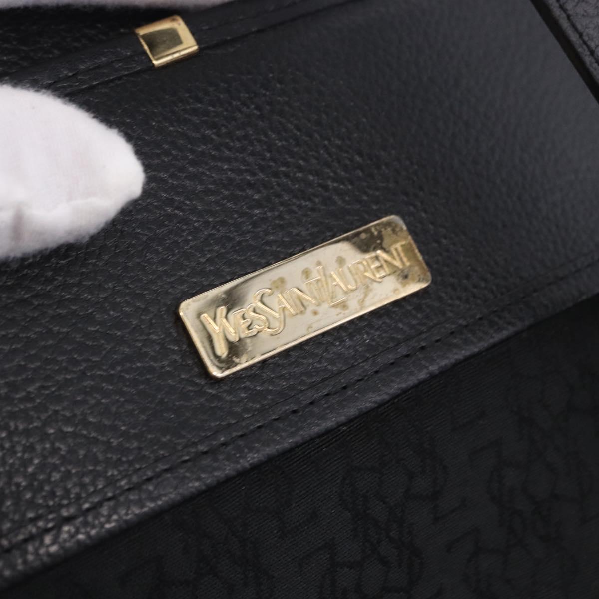 SAINT LAURENT Shoulder Bag Leather Black Gold Tone Auth ka6131