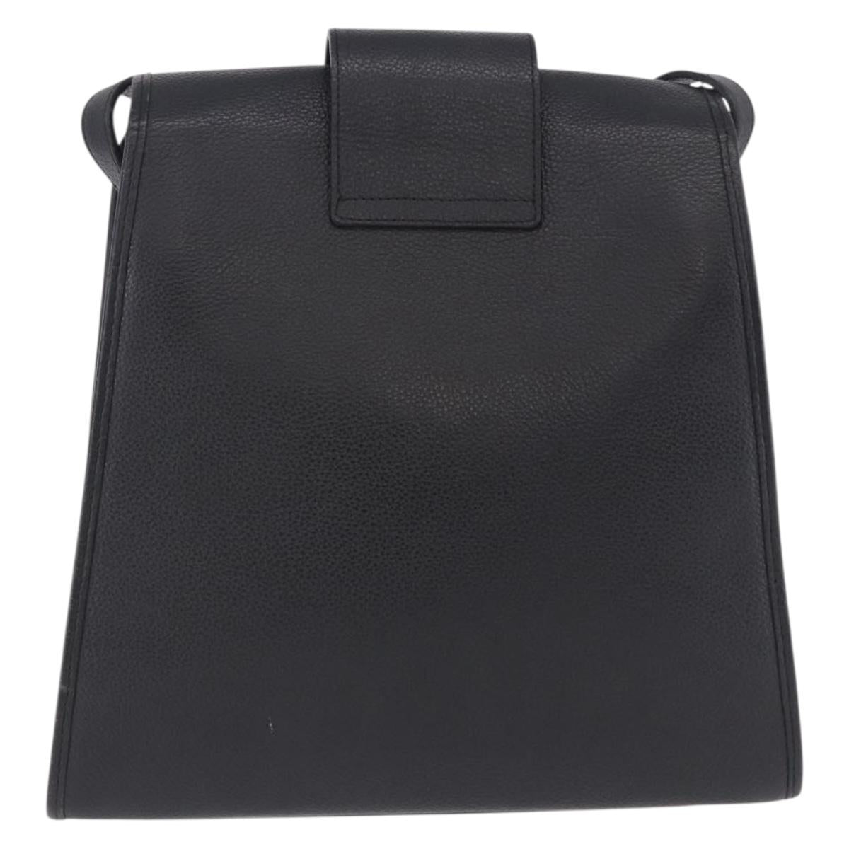 SAINT LAURENT Shoulder Bag Leather Black Gold Tone Auth ka6131