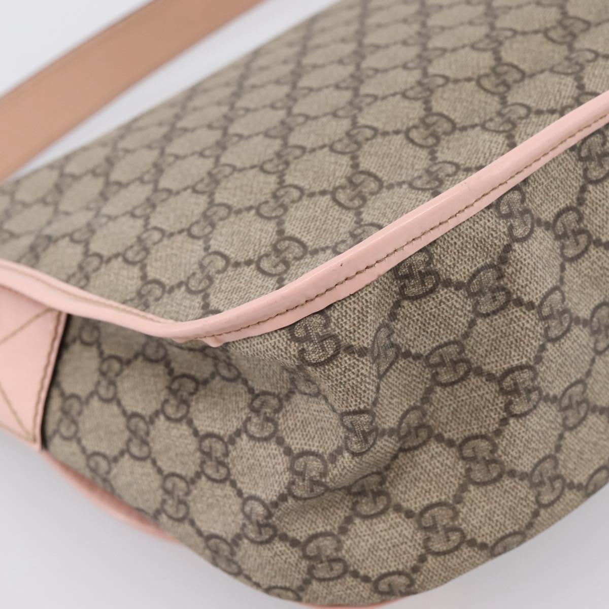 GUCCI GG Supreme Shoulder Bag PVC Beige Silver 201732 Auth ka6132