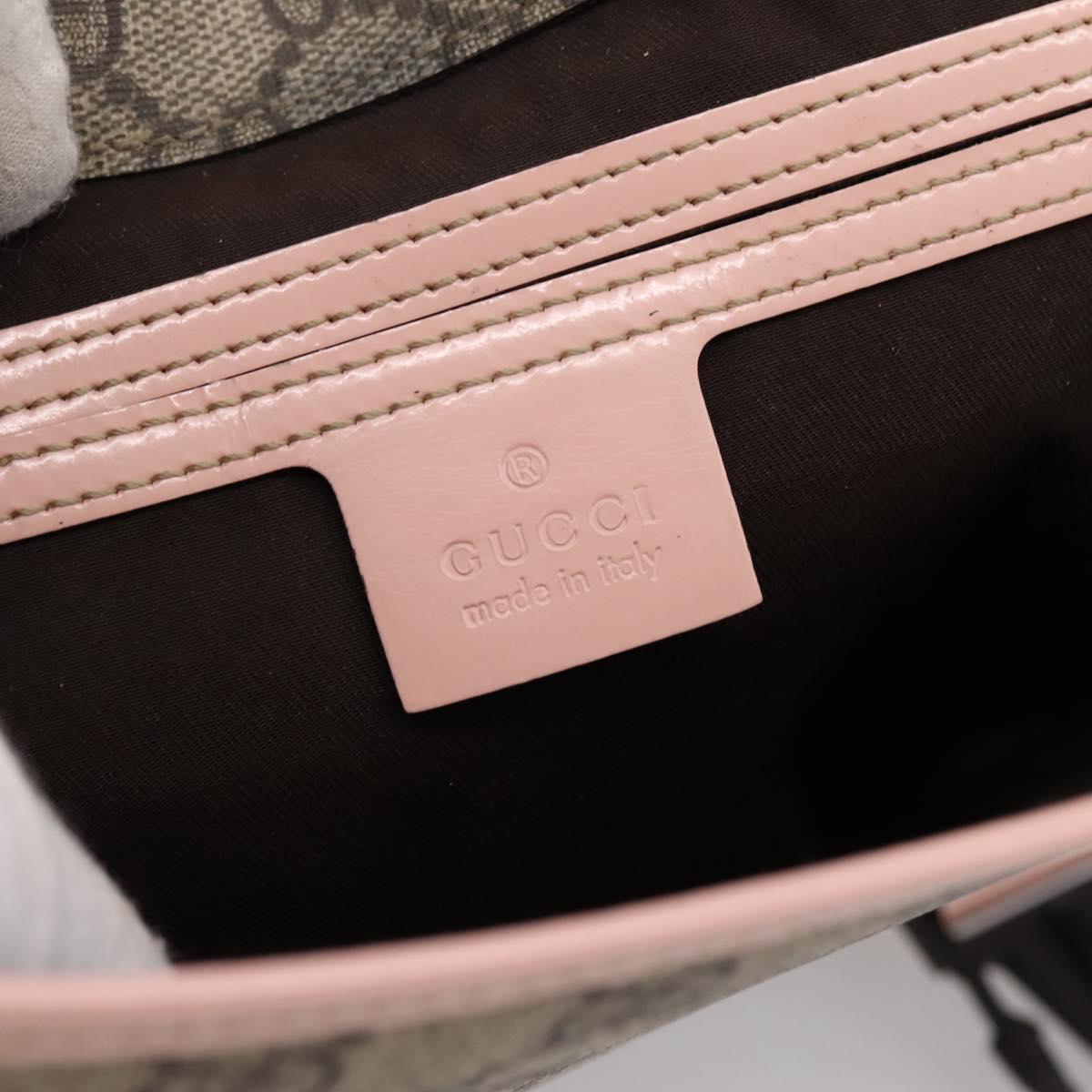 GUCCI GG Supreme Shoulder Bag PVC Beige Silver 201732 Auth ka6132