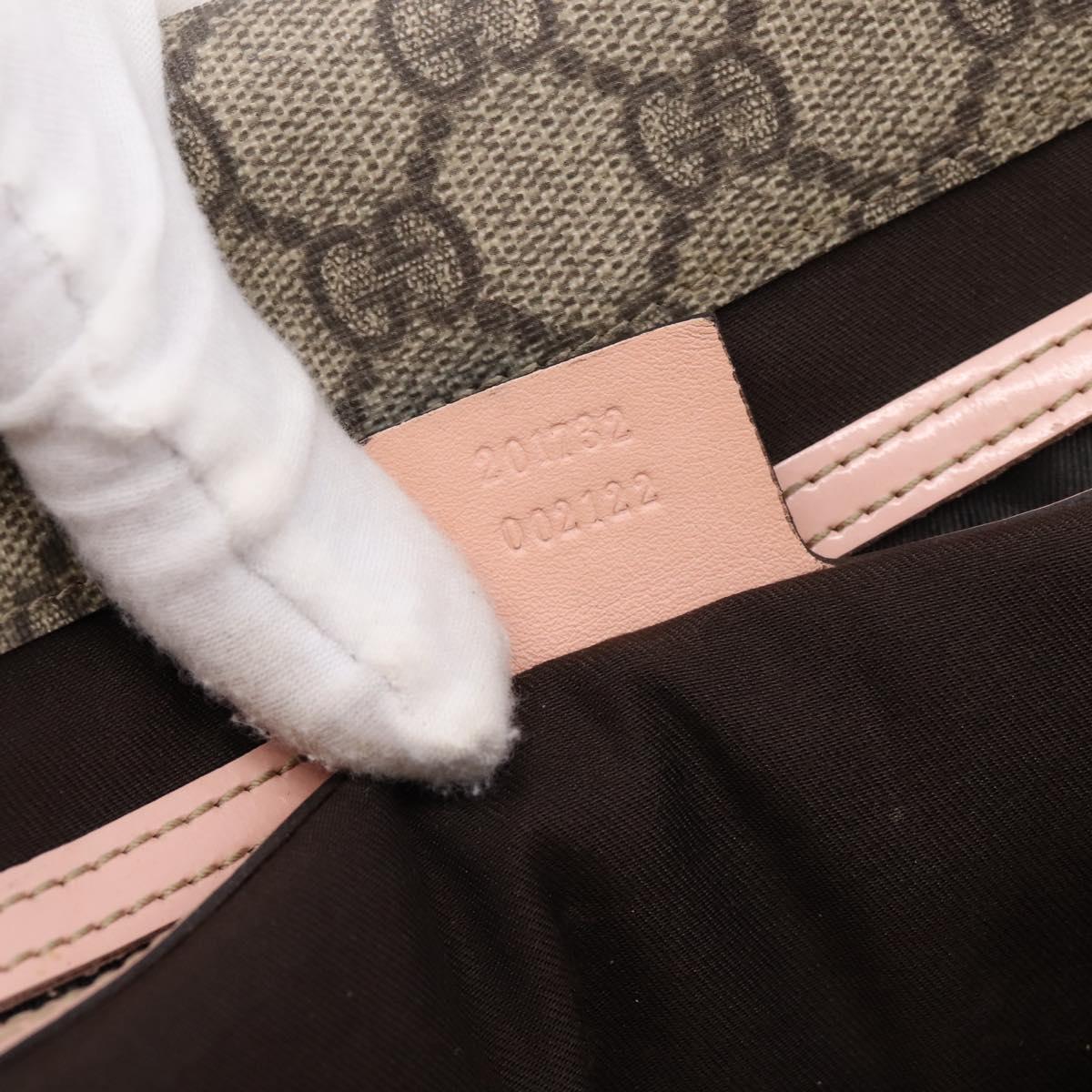GUCCI GG Supreme Shoulder Bag PVC Beige Silver 201732 Auth ka6132