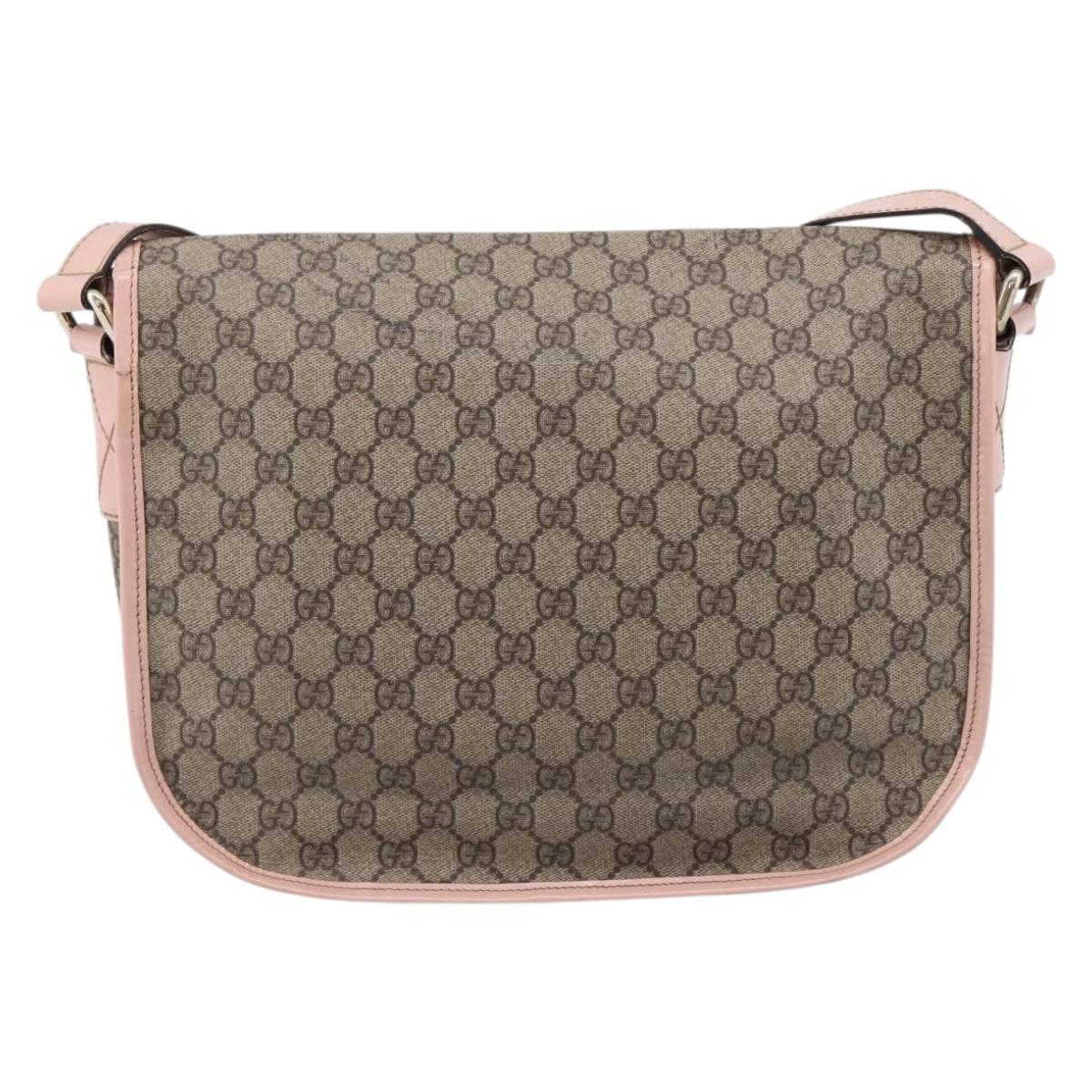 GUCCI GG Supreme Shoulder Bag PVC Beige Silver 201732 Auth ka6132