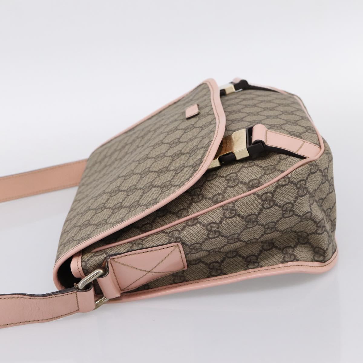 GUCCI GG Supreme Shoulder Bag PVC Beige Silver 201732 Auth ka6132