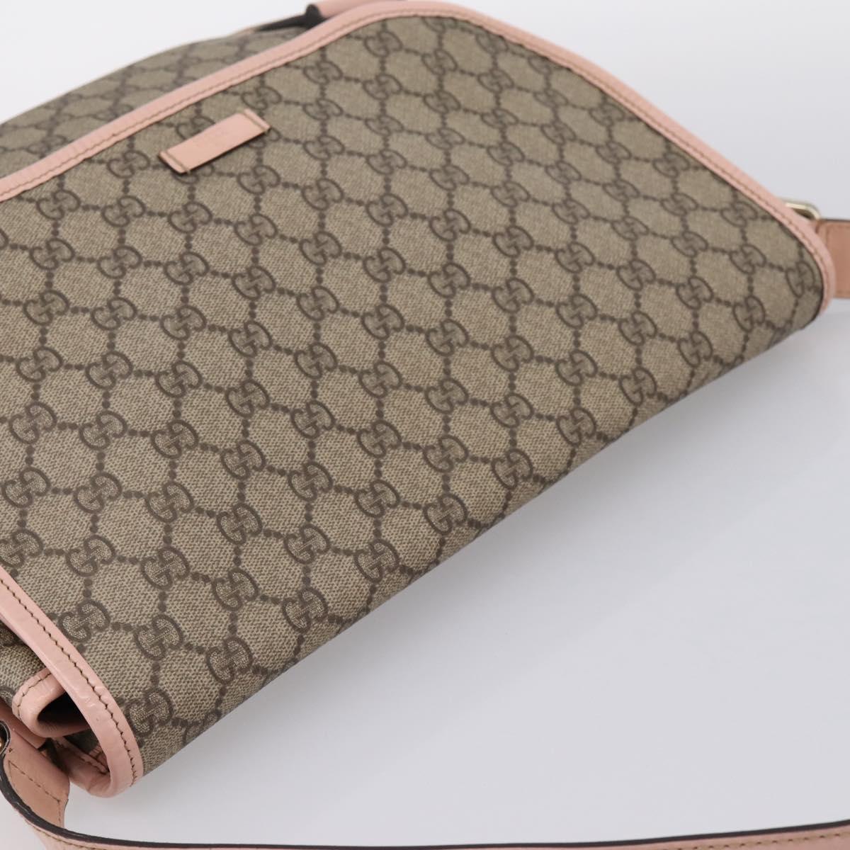 GUCCI GG Supreme Shoulder Bag PVC Beige Silver 201732 Auth ka6132