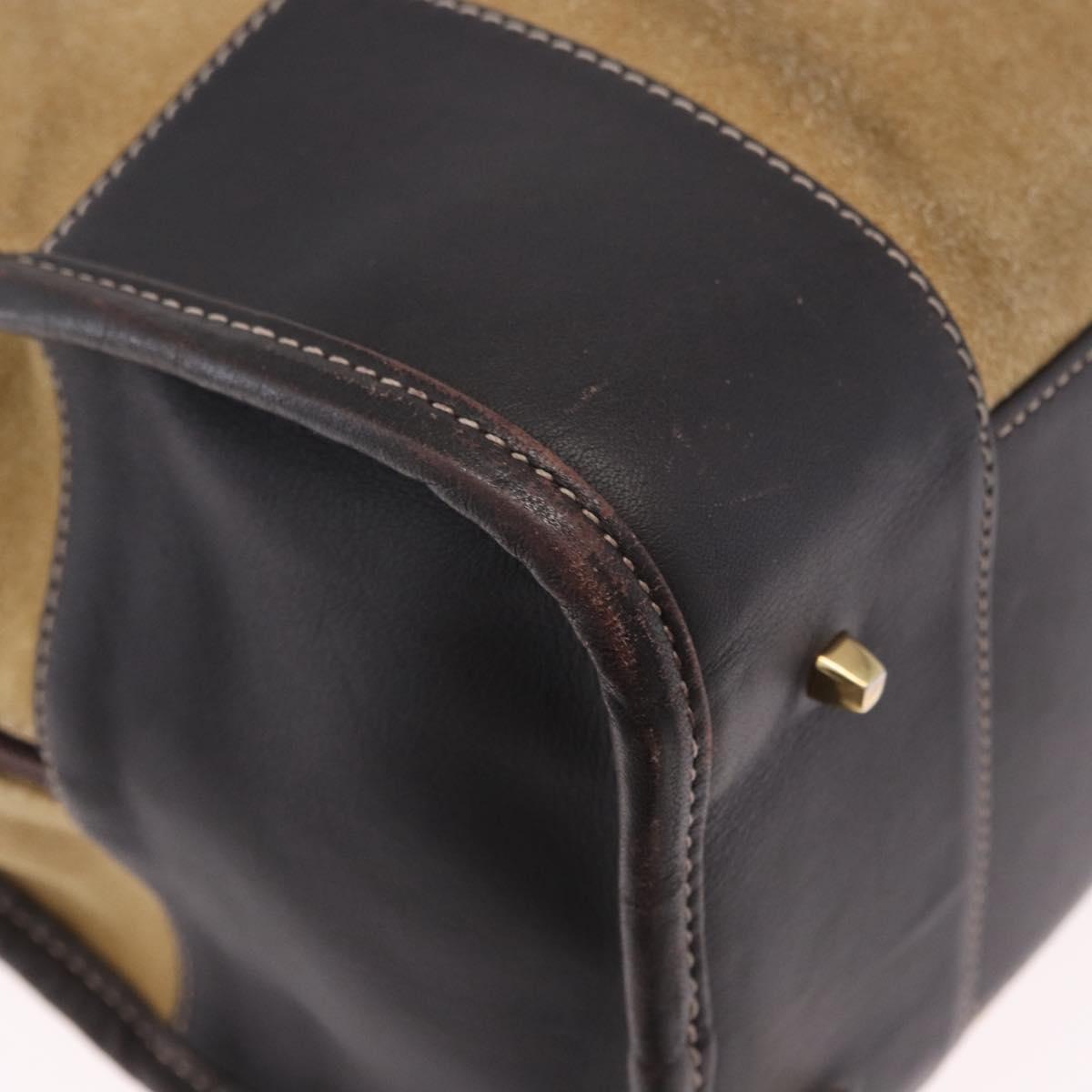 LOEWE Amazona 32 Hand Bag Suede Beige Gold Tone Auth ka6134