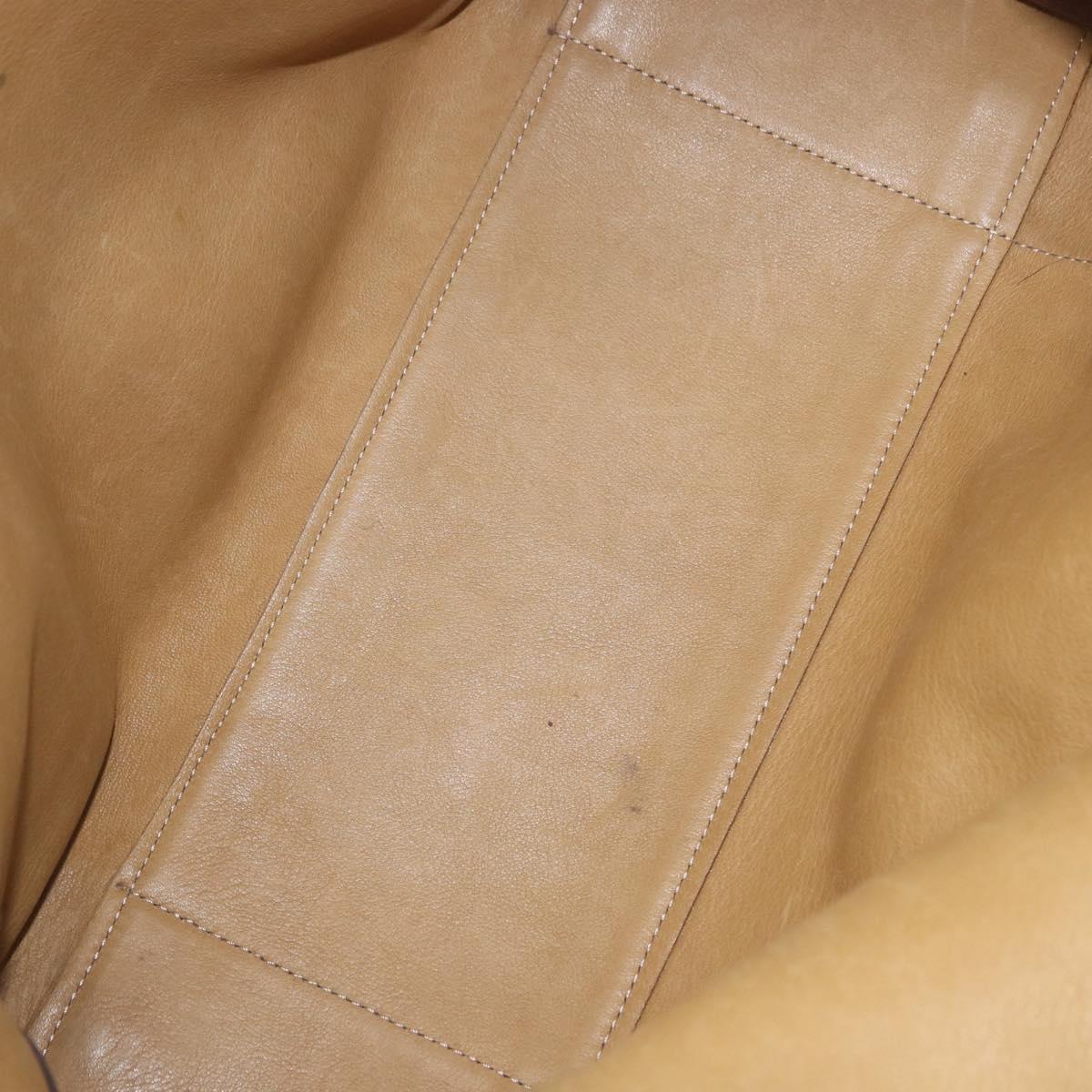 LOEWE Amazona 32 Hand Bag Suede Beige Gold Tone Auth ka6134