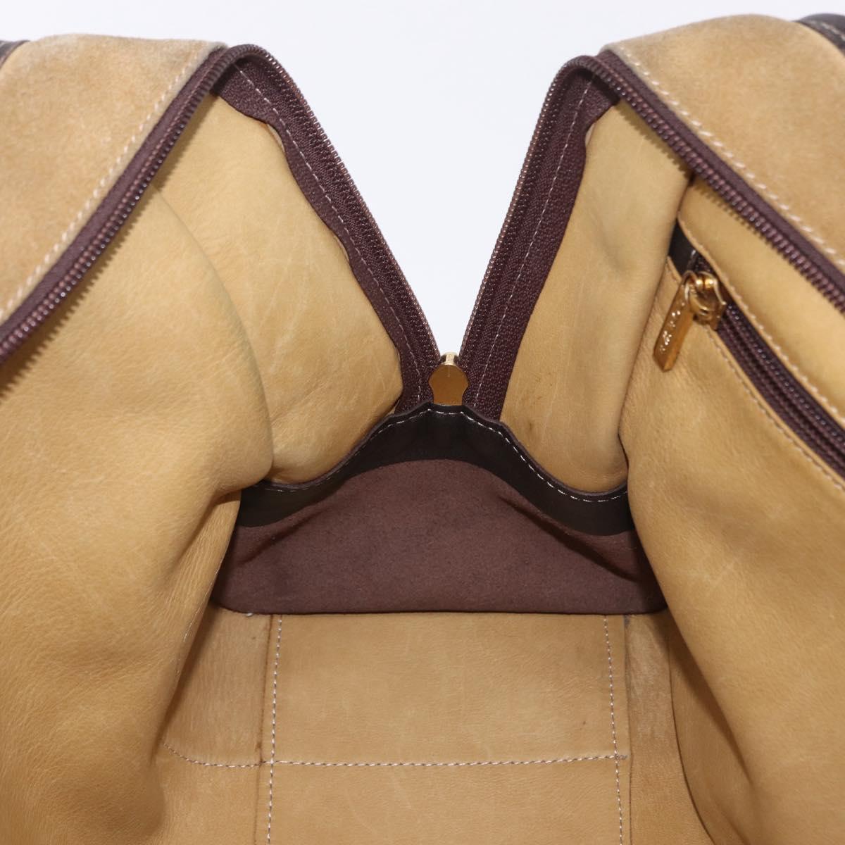 LOEWE Amazona 32 Hand Bag Suede Beige Gold Tone Auth ka6134