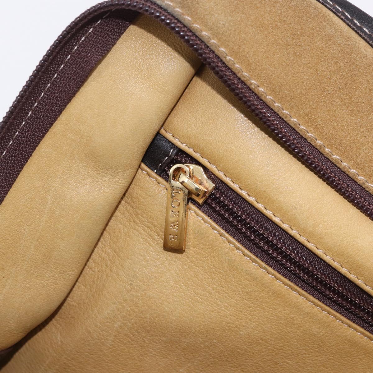 LOEWE Amazona 32 Hand Bag Suede Beige Gold Tone Auth ka6134