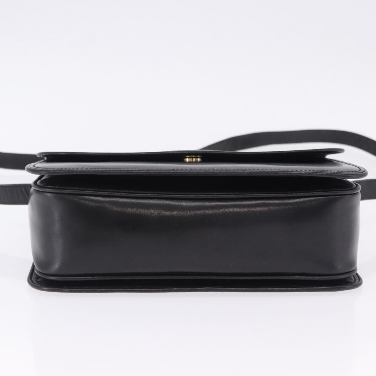 GUCCI GG Shoulder Bag Leather Black Gold Tone 14 001 5519 Auth ka6135