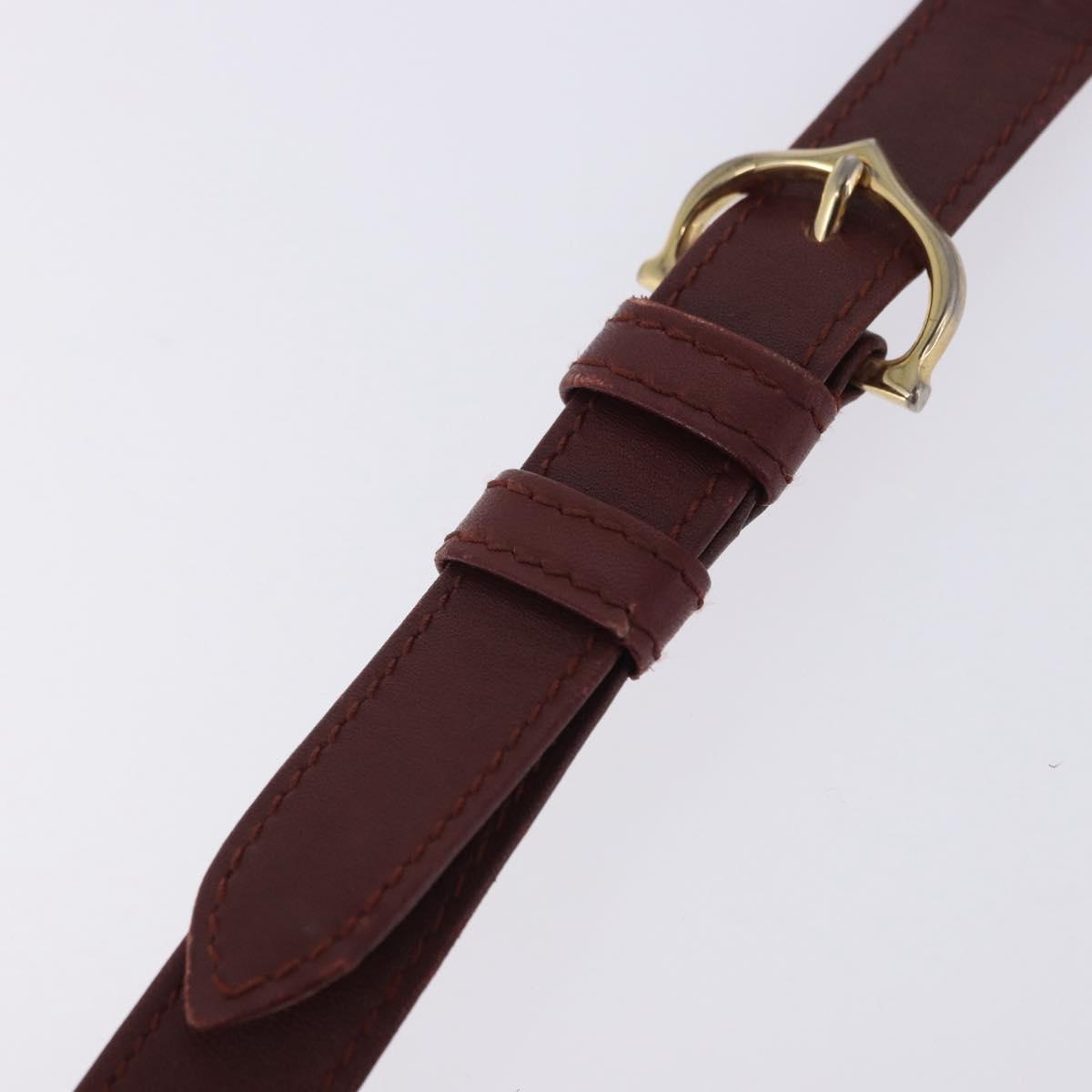 CARTIER Must Line Shoulder Bag Leather Bordeaux Gold Tone Auth ka6136