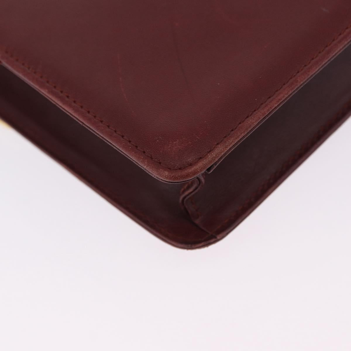 CARTIER Must Line Shoulder Bag Leather Bordeaux Gold Tone Auth ka6136