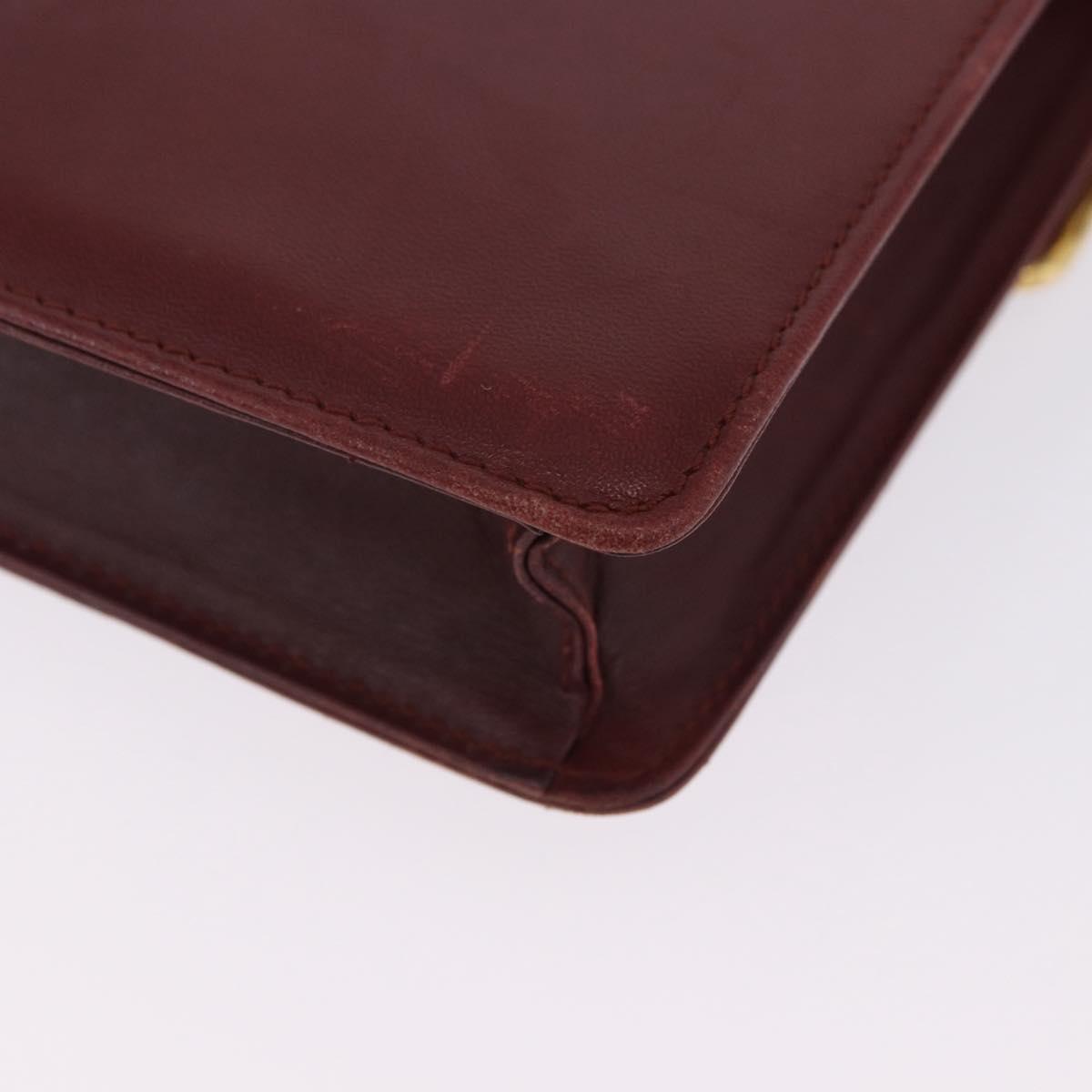 CARTIER Must Line Shoulder Bag Leather Bordeaux Gold Tone Auth ka6136