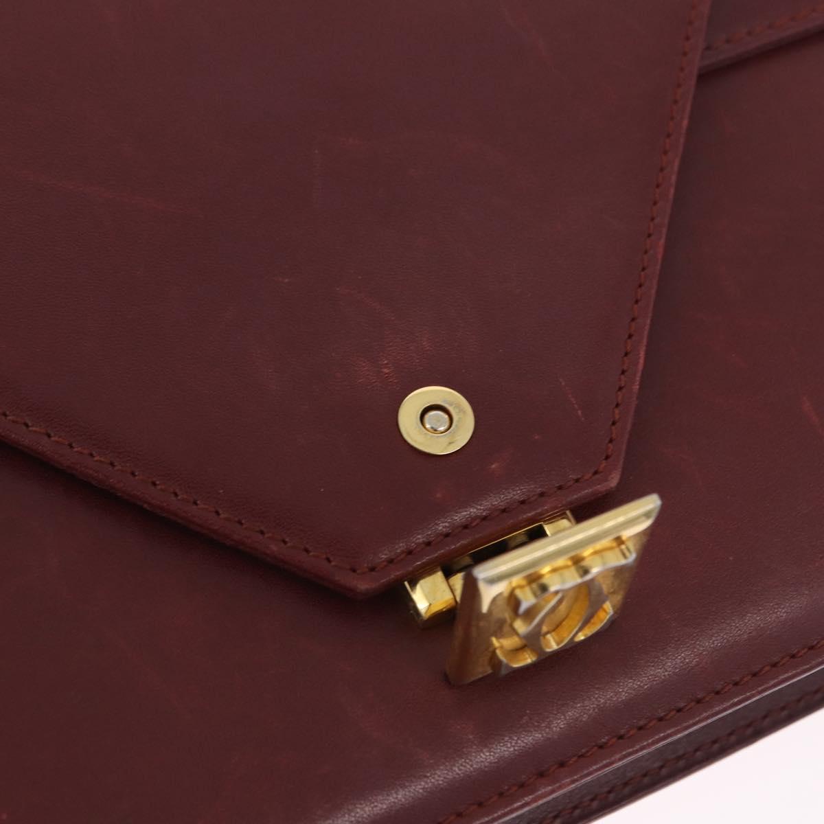CARTIER Must Line Shoulder Bag Leather Bordeaux Gold Tone Auth ka6136