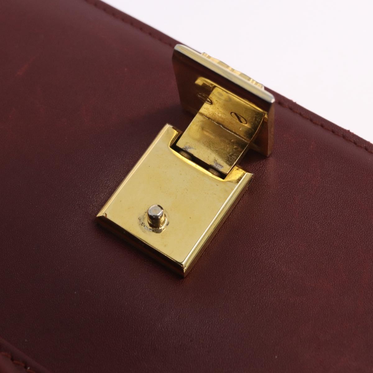 CARTIER Must Line Shoulder Bag Leather Bordeaux Gold Tone Auth ka6136