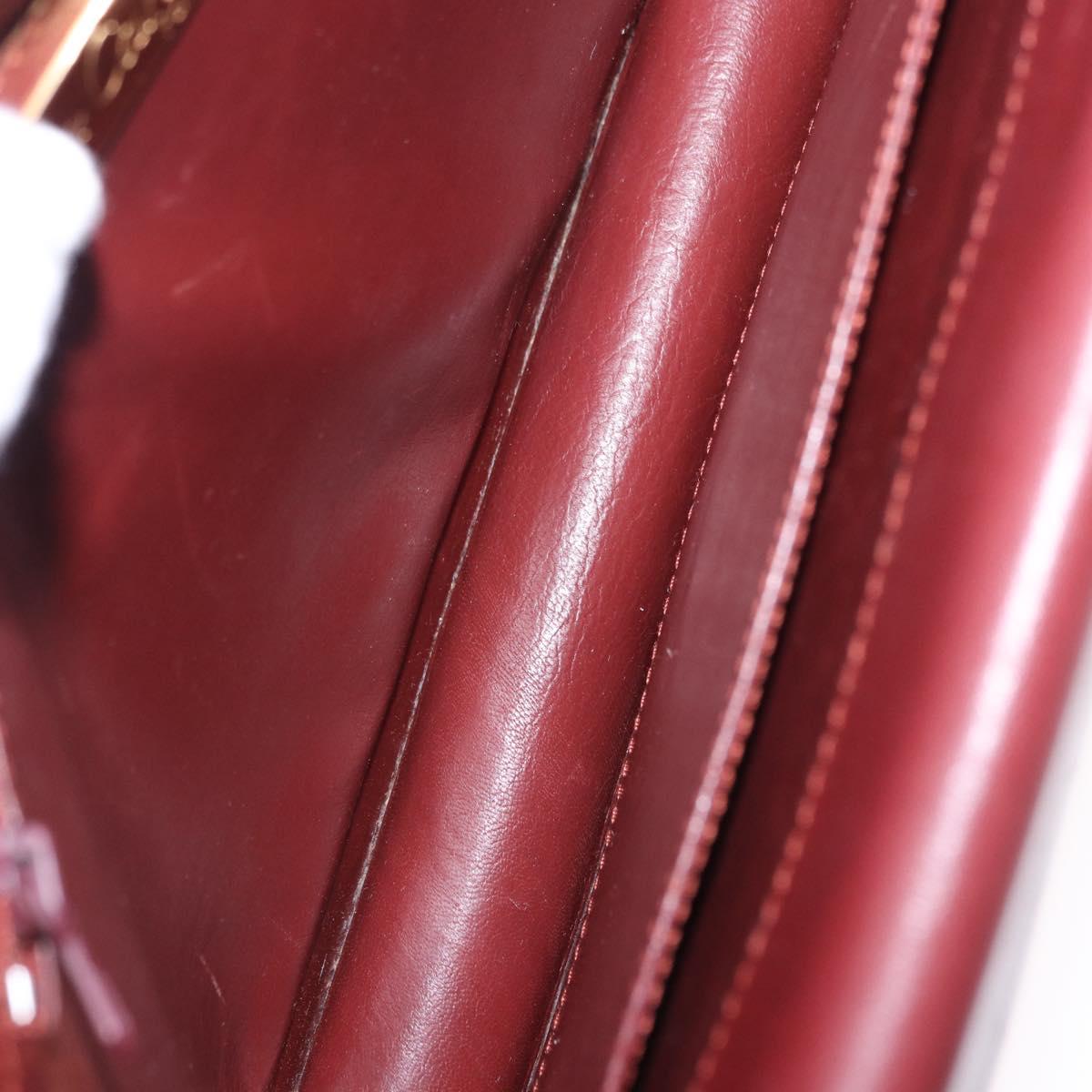 CARTIER Must Line Shoulder Bag Leather Bordeaux Gold Tone Auth ka6136