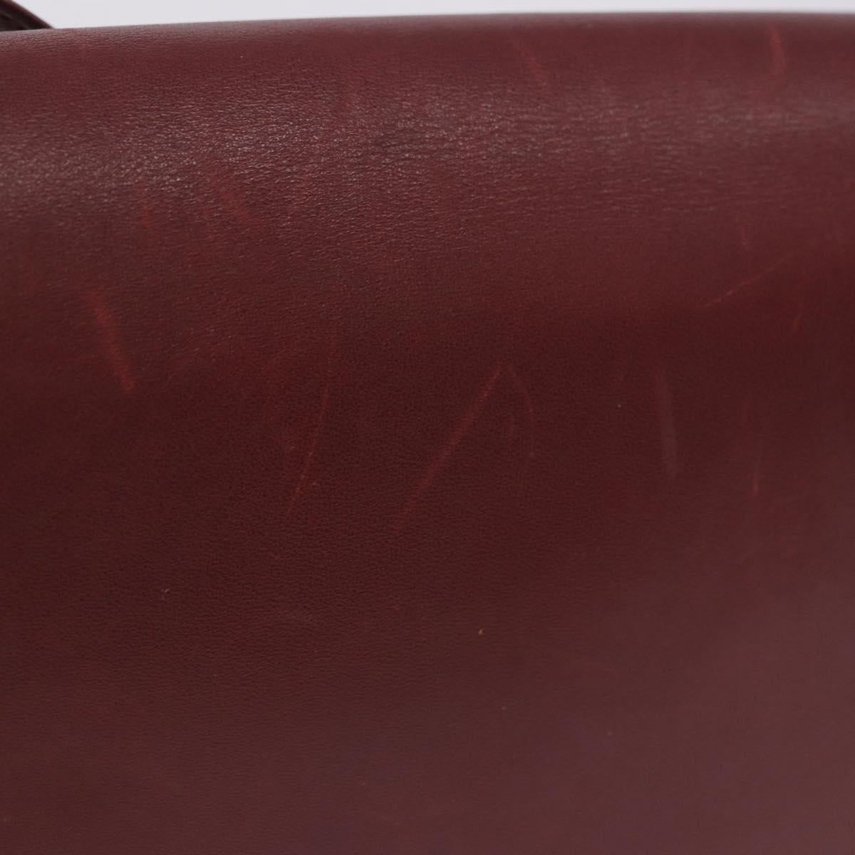 CARTIER Must Line Shoulder Bag Leather Bordeaux Gold Tone Auth ka6136