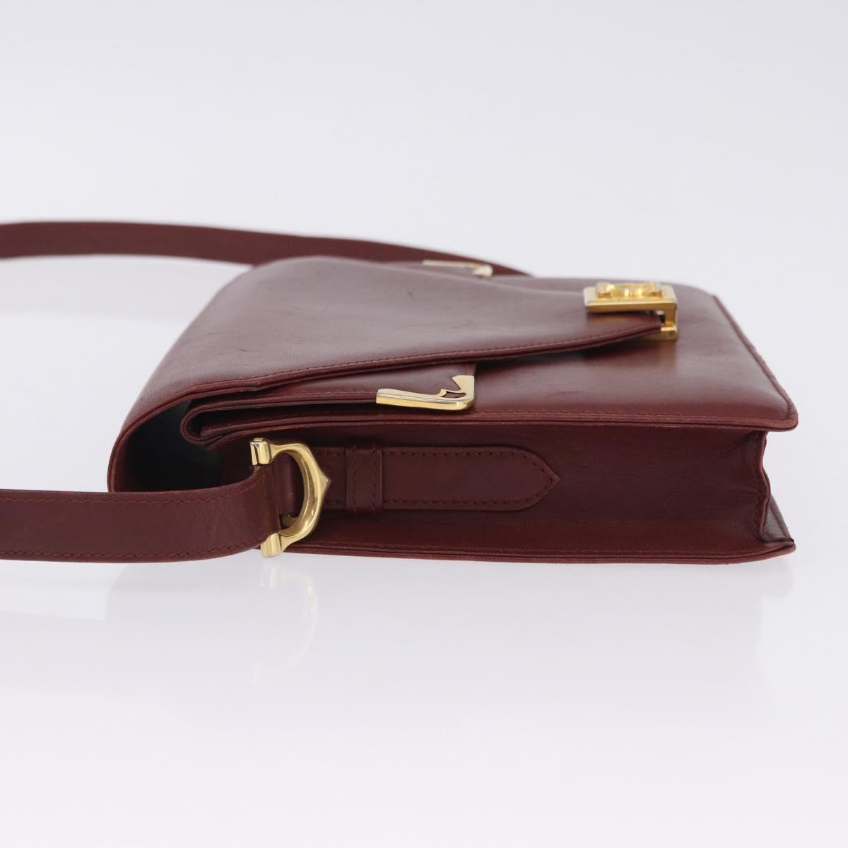 CARTIER Must Line Shoulder Bag Leather Bordeaux Gold Tone Auth ka6136