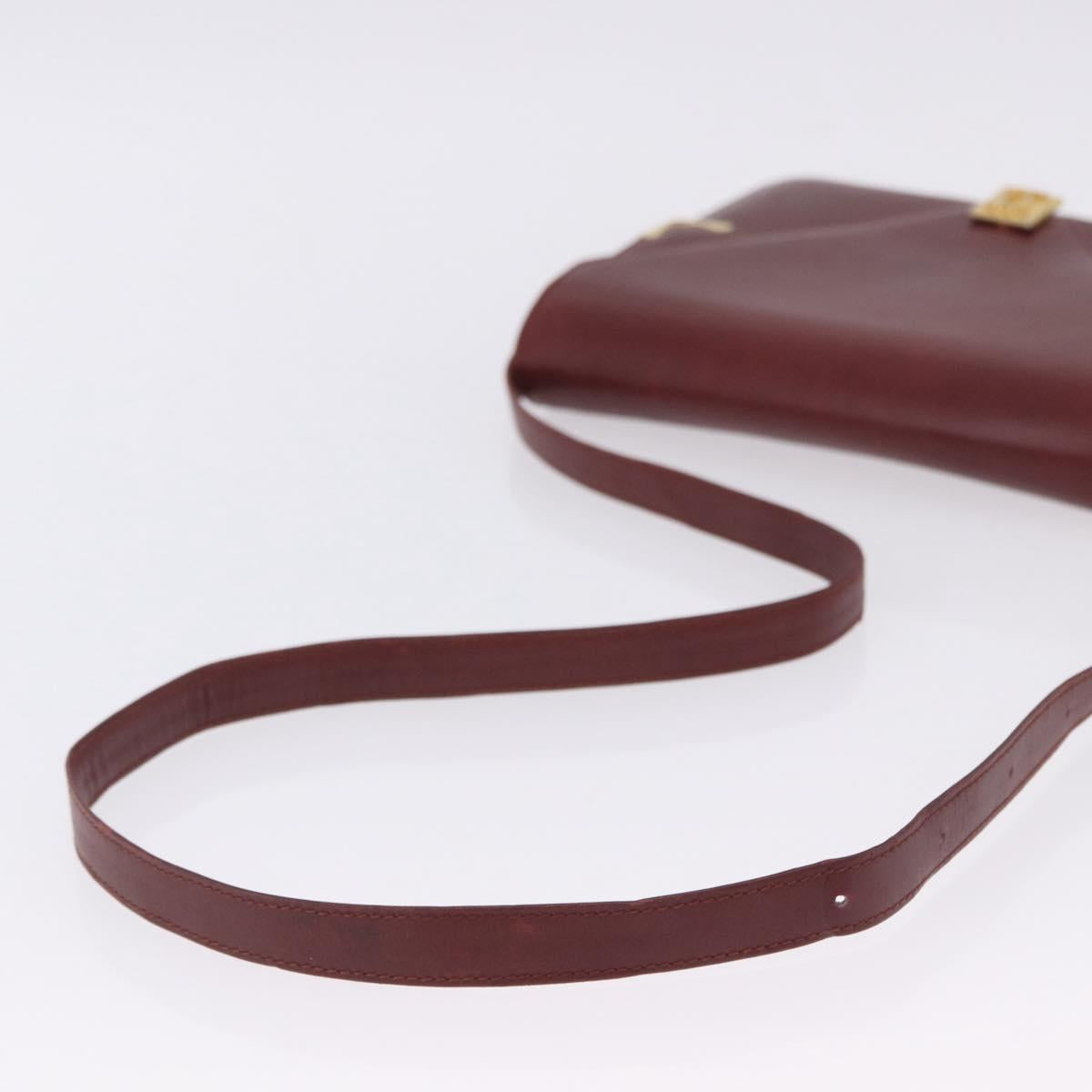 CARTIER Must Line Shoulder Bag Leather Bordeaux Gold Tone Auth ka6136