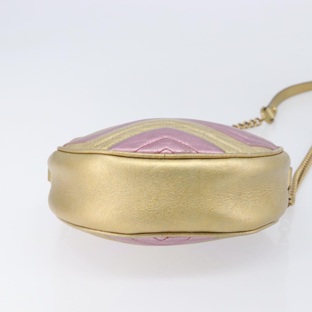 GUCCI GG Marmont Chain Shoulder Bag Leather Gold Pink 550154 Auth ka6138A
