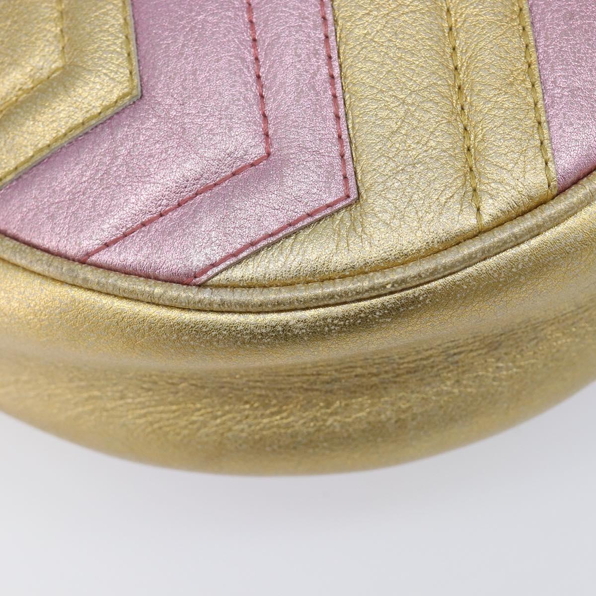 GUCCI GG Marmont Chain Shoulder Bag Leather Gold Pink 550154 Auth ka6138A