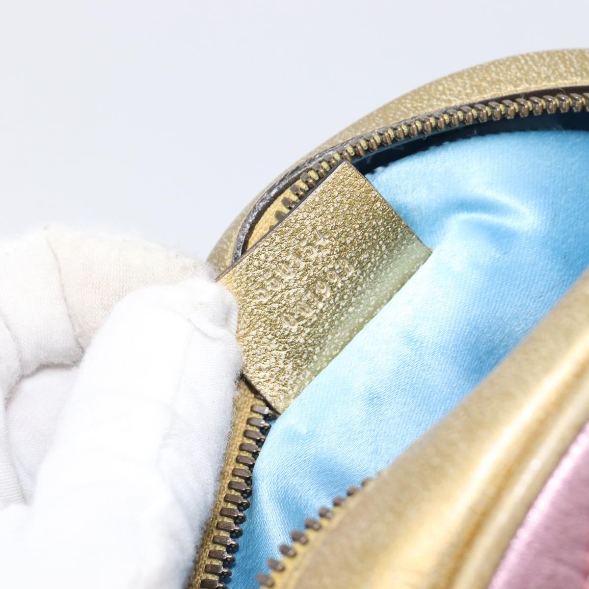 GUCCI GG Marmont Chain Shoulder Bag Leather Gold Pink 550154 Auth ka6138A