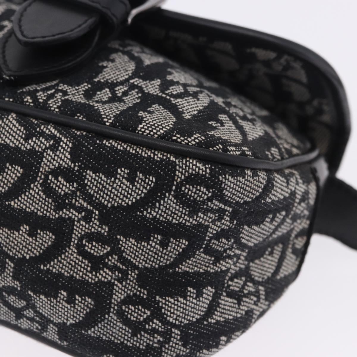 Christian Dior Trotter Canvas Shoulder Bag Black Silver Auth ka6139V