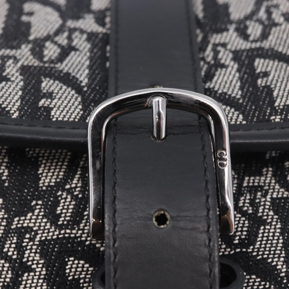 Christian Dior Trotter Canvas Shoulder Bag Black Silver Auth ka6139V