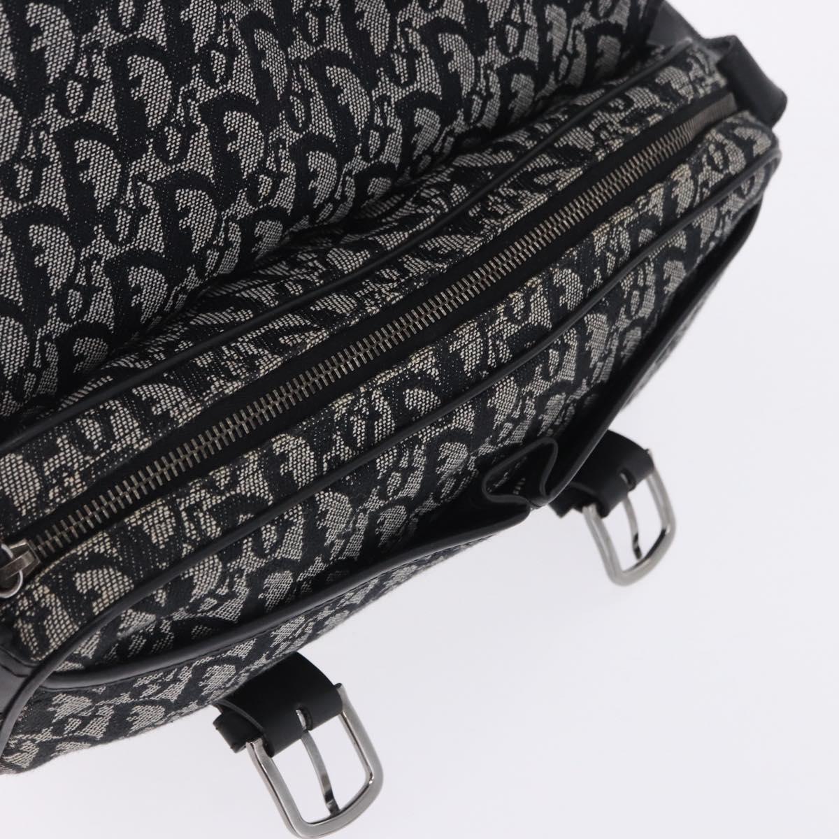 Christian Dior Trotter Canvas Shoulder Bag Black Silver Auth ka6139V