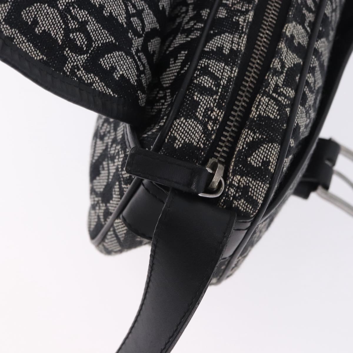 Christian Dior Trotter Canvas Shoulder Bag Black Silver Auth ka6139V